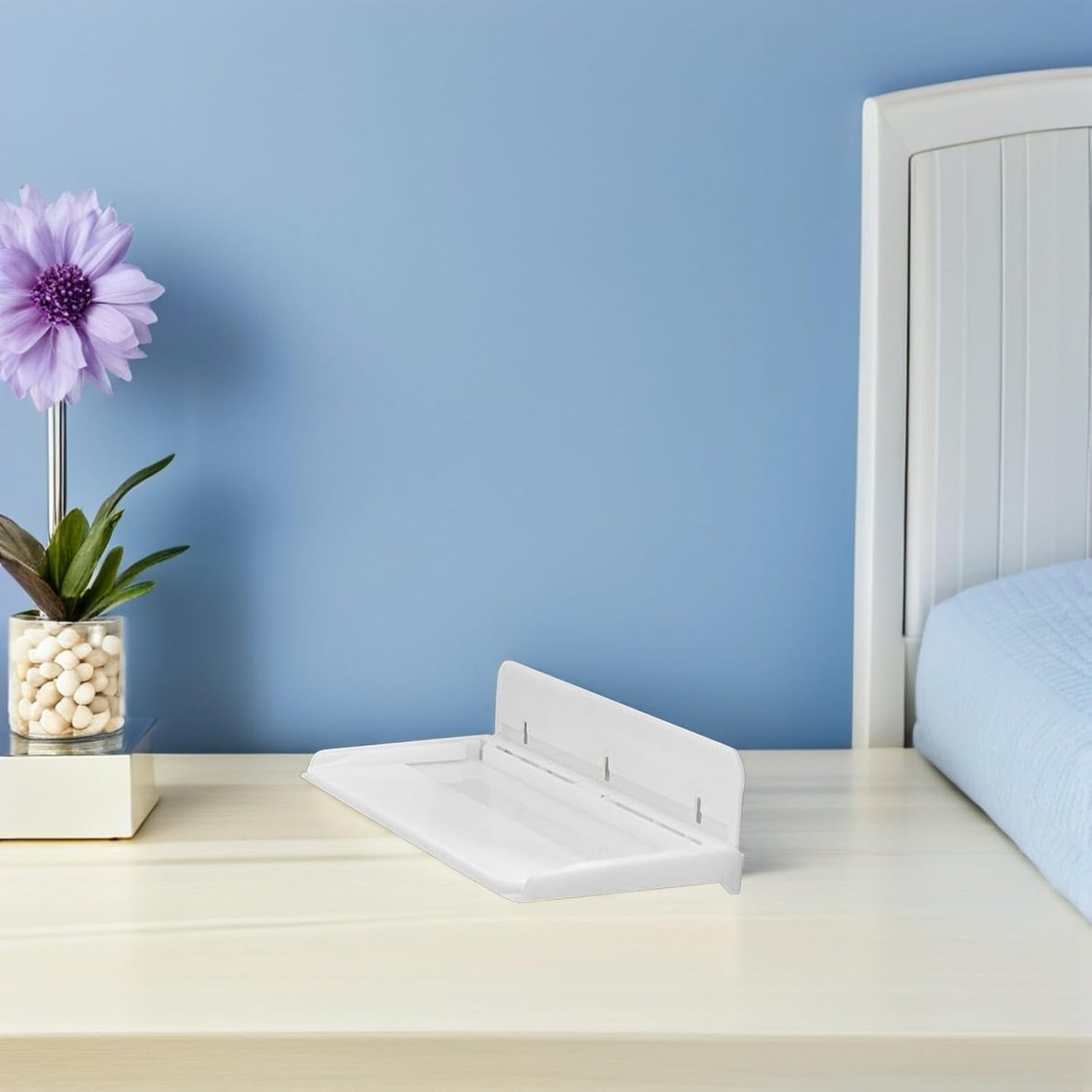 UPKOCH Foldable Wall-Mounted Bedside Shelf Organizer 11.81X8.26X2.75In No-Drill Floating Bed Shelf Tray for Dorm Room Storage Phones Books Cosmetics