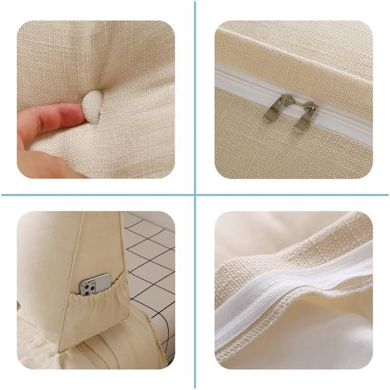 Headboard Pillow,Large Wedge Pillow Decorative Body Throw Pillows Bed Backrest Reading Bolster Lumbar Cushion for Sofa Bed(Size:80x50x20cm,Color:A)