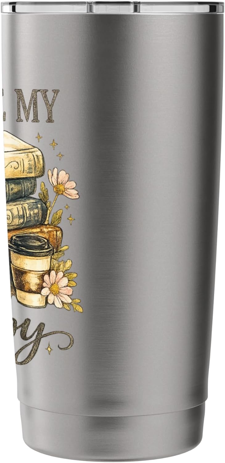 Books Are My Therapy Vintage Book Lover Aesthetic Stainless Steel Insulated Tumbler