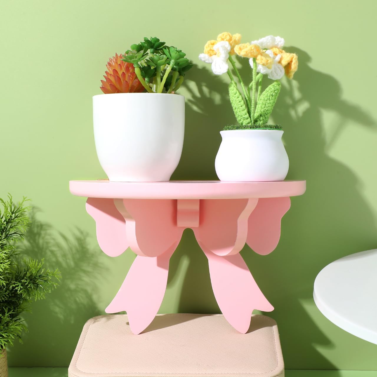 Cabilock Pink Wood Floating Shelf 7.87X5.11X3.93 Inch Wall Mounted Partition Rack Organizer for Bedroom Bathroom Kitchen Living Room Decoration