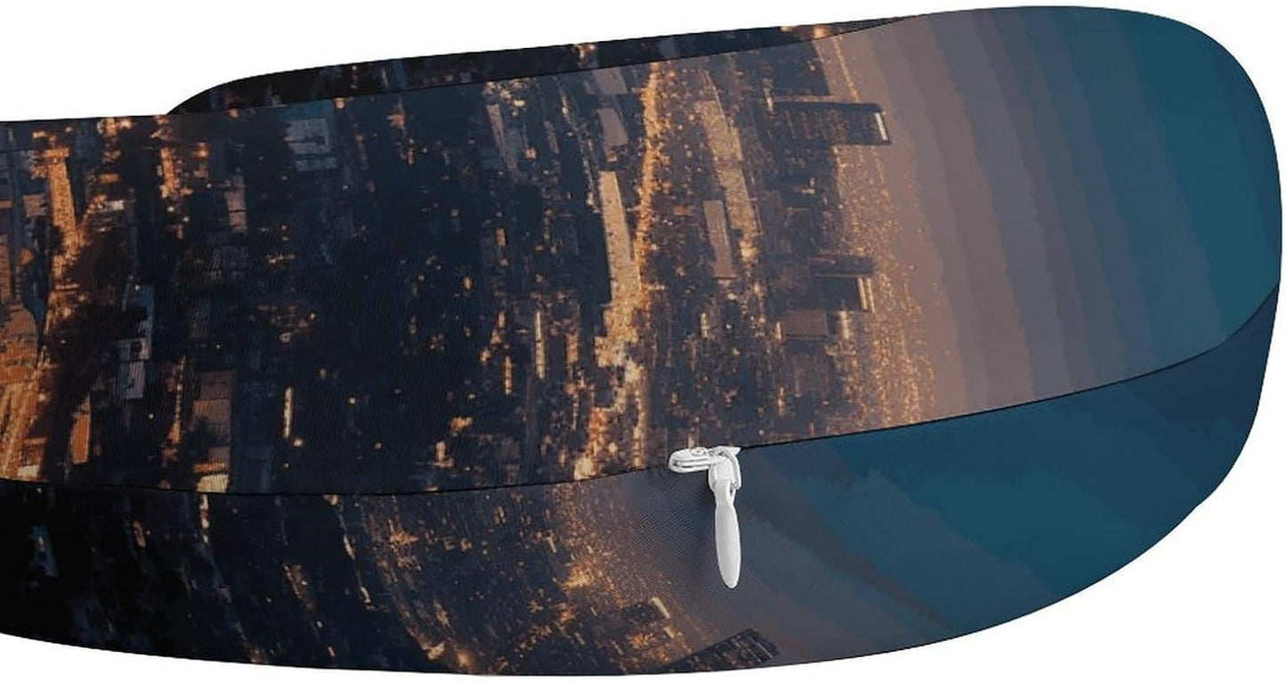 Los Angeles Skyline Neck Pillow Memory Foam U Shaped Pillows Portable Pillows for Shoulder Travel Head Support Pillow with Concealed Zipper for Airplane Car Home Office