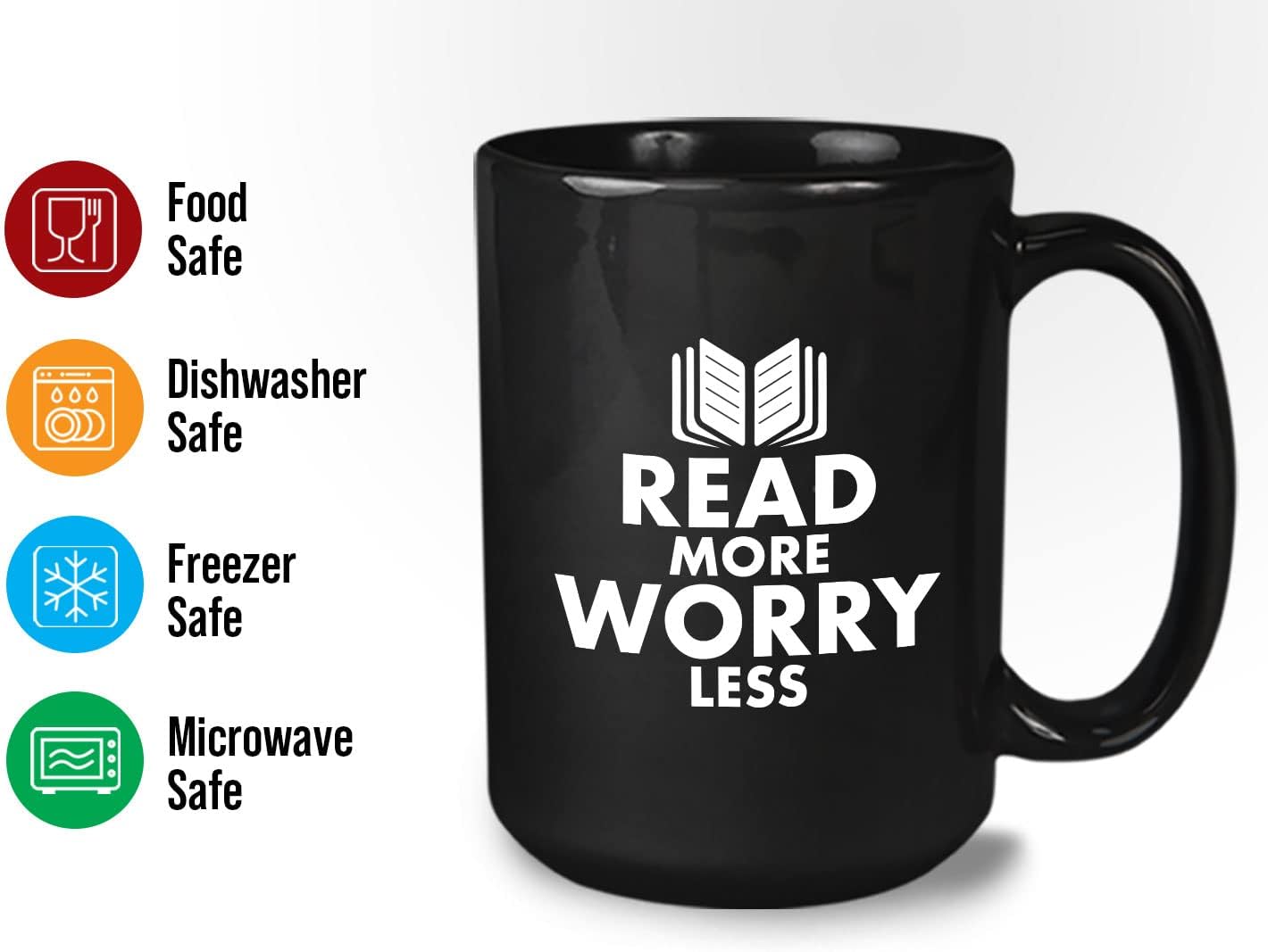Book Lover Coffee Mug 15oz Black - read more - Literary librarian Literature Bookworm Historian Public Library Curator Bibliophile Bibliolater