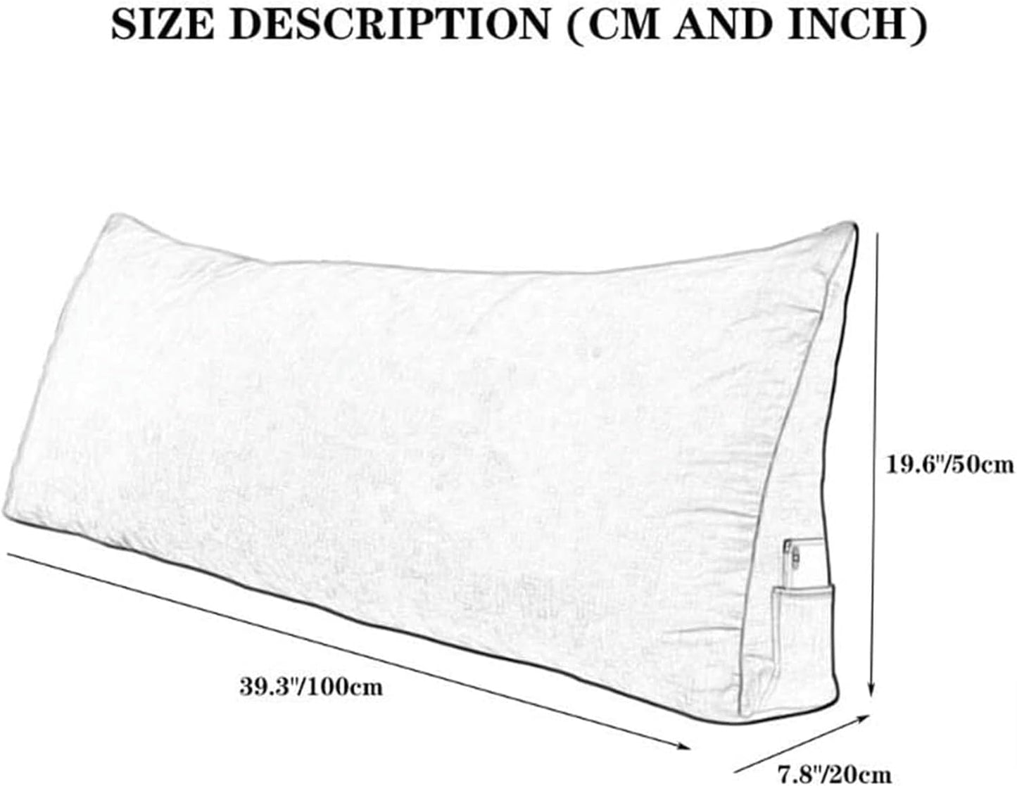 Triangular Headboard Pillow, Soft Triangle Cushion Reading Pillow Large Bolster Backrest Positioning Support Wedge Pillow, for Daybed Bed with Removable Cover