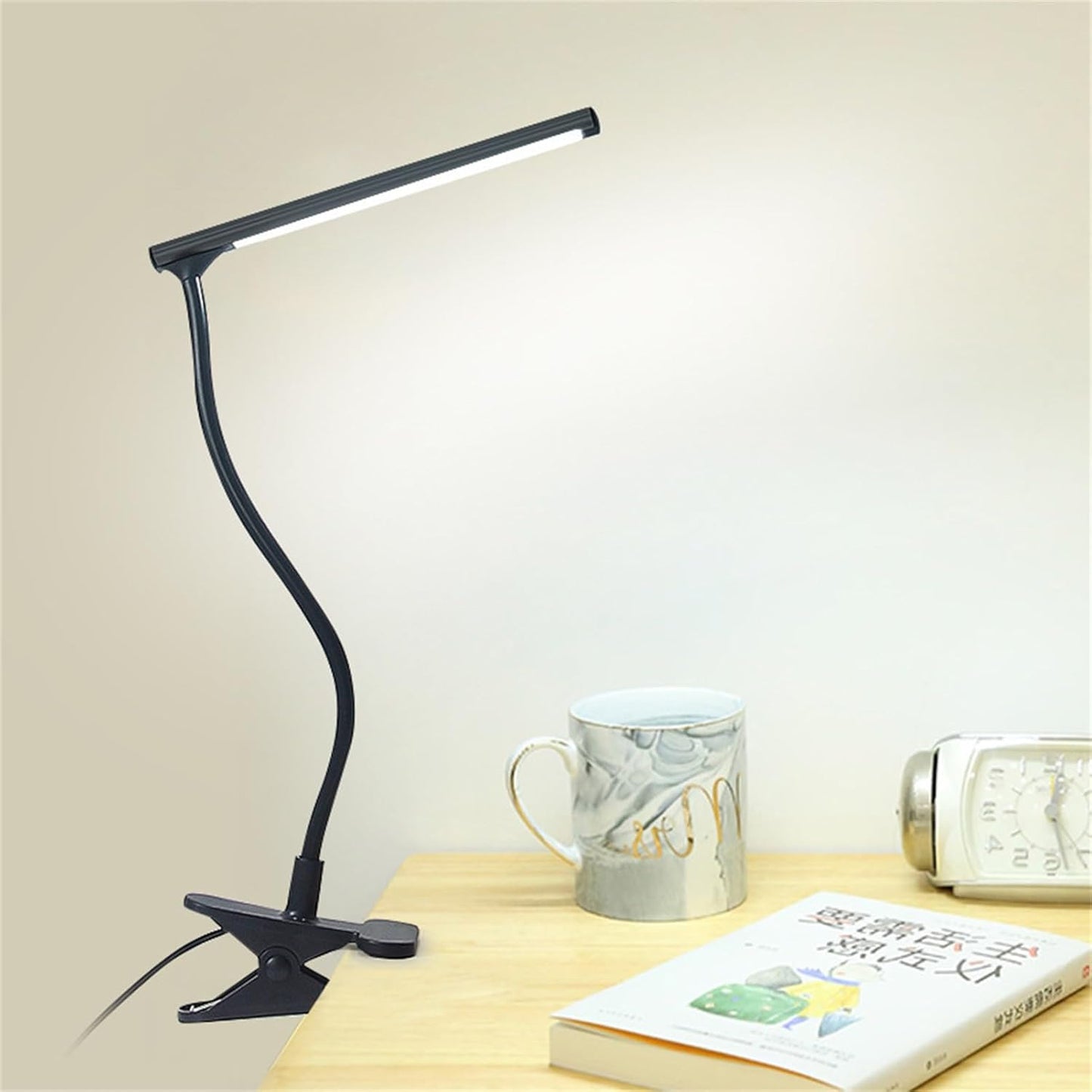 Clip on Desk Lamp, 360 Degree Adjustable Flexible Gooseneck USB LED Reading Light Eye Protection Table Light for Home Bed Office Headboard (2 Levels)