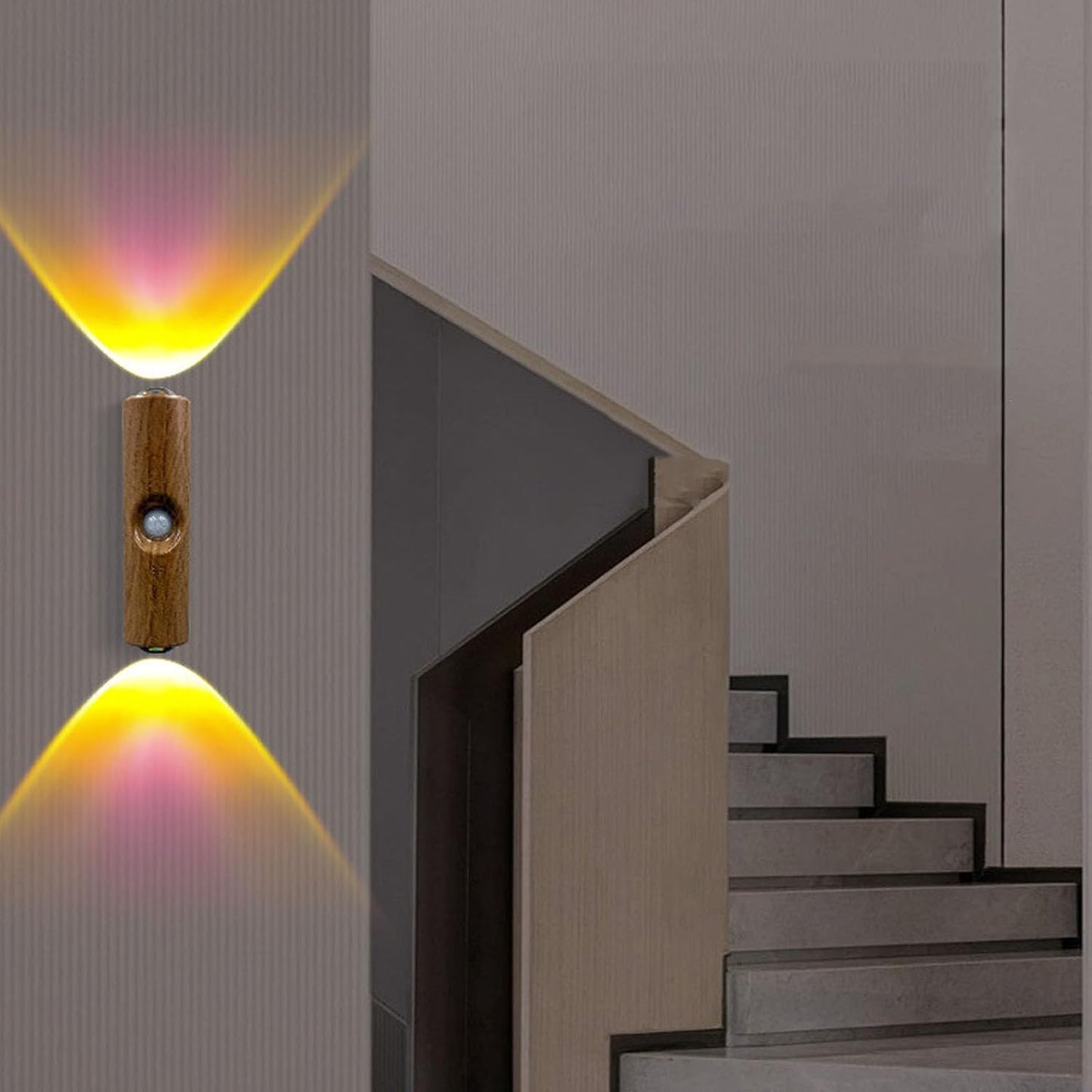 Keenso Smart Sensor Night Light,RGB Motion Sensor Light Indoor for Bedroom Bedside Hallway Courtyard Doorway (Walnut Color Shell)