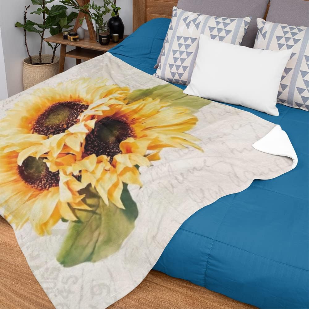 Sunflower Blanket - Soft Throw Blankets - Fleece Plush Sun Flower Blankets for Women - Blanket Throw - Hospice Bedding