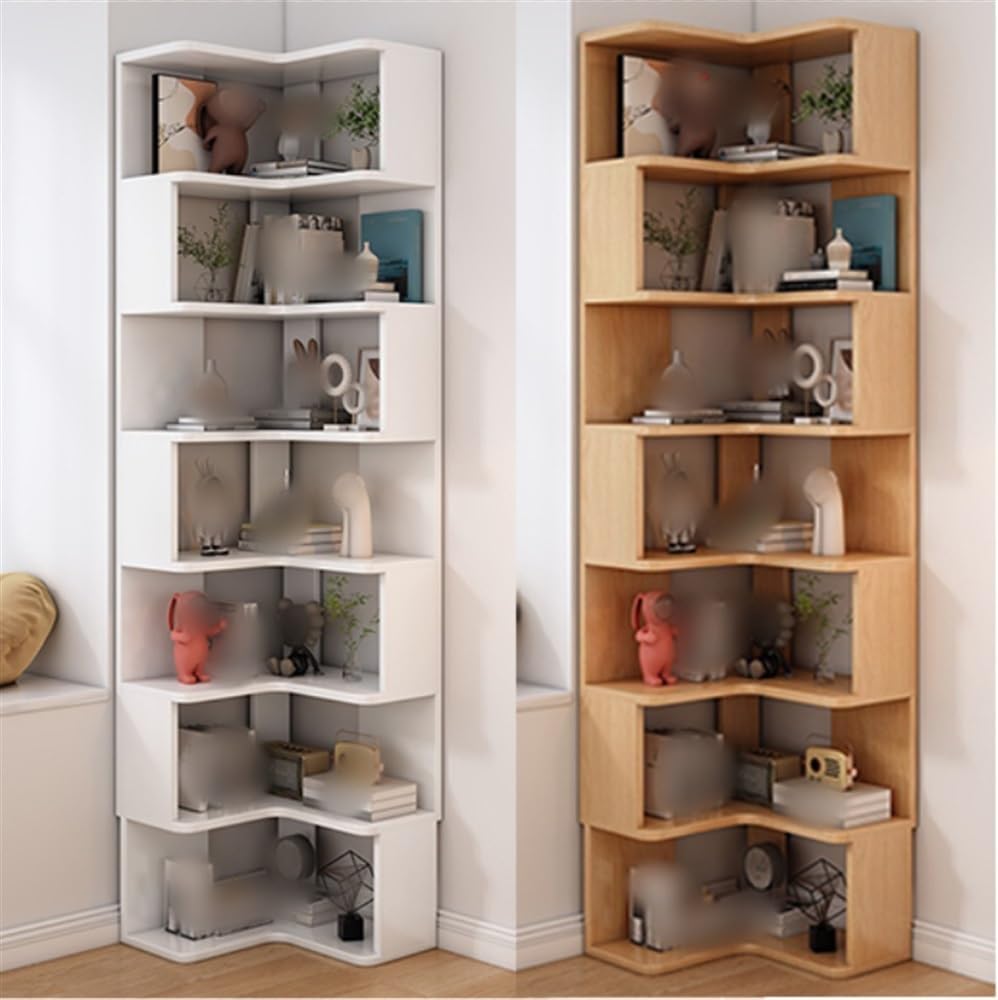 7-Tier Corner Bookshelf - Modern Tall Bookcase & Display Rack, Freestanding Storage Organizer, Versatile Corner Shelf for Home & Office, Stylish Storage Solution