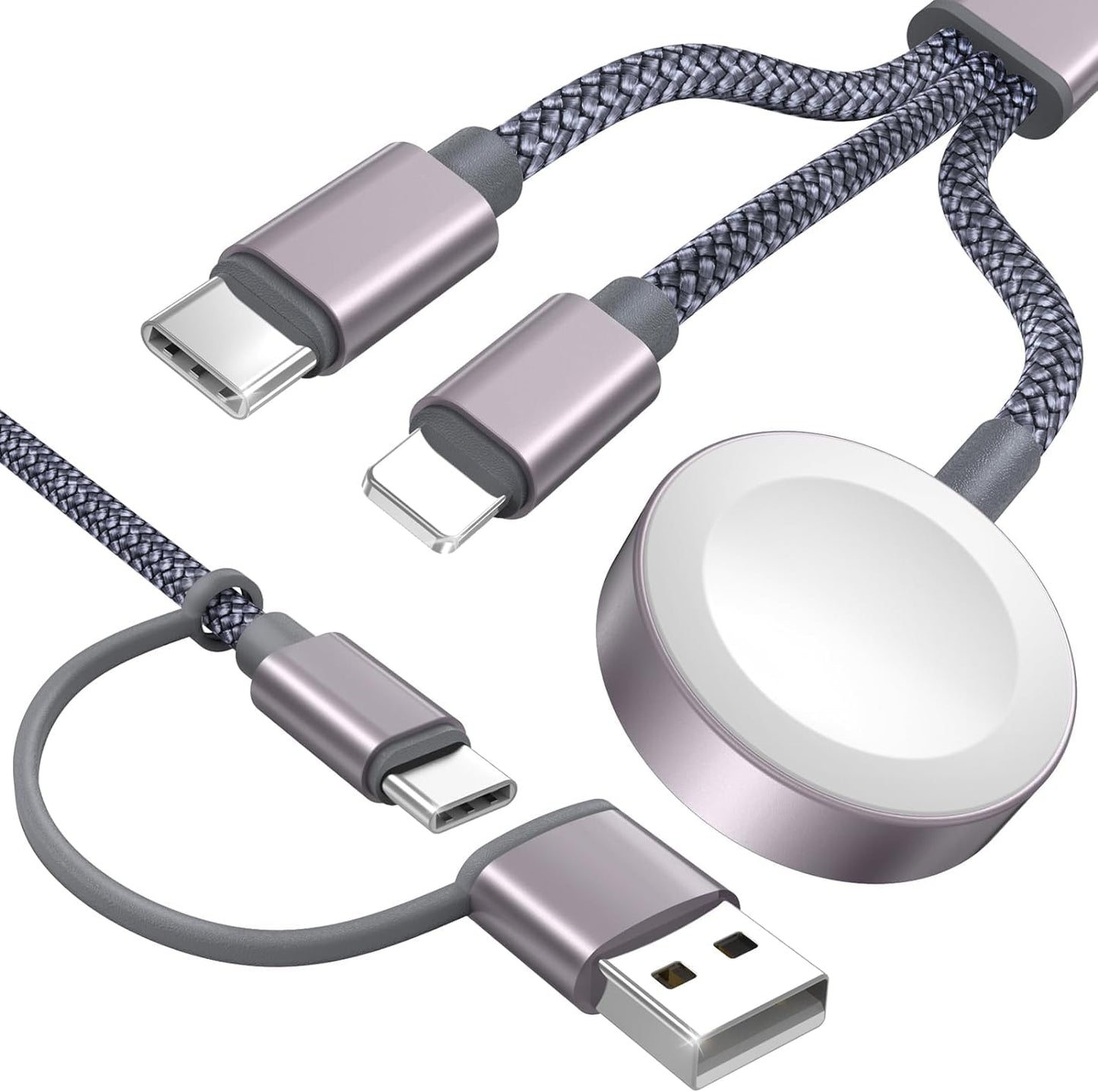 2026 Travel Essentials,3 in 2 USB C Cable for Apple Watch Charger,iPhone Charger,Multi Charging Cable,Cruise Vacation Camping Essentials,Portable for iWatch Series 11-2/Ultra/SE & iPhone 17-12,Car,4FT
