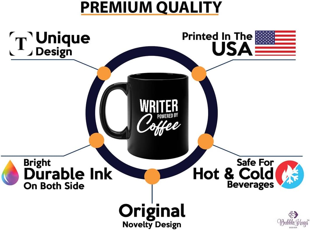 Writer Coffee Mug 11oz Black - Writer by coffee - Paper Butterfly Lid For Novelist Poet Columnist Encouragement journalist author book lover bookworm
