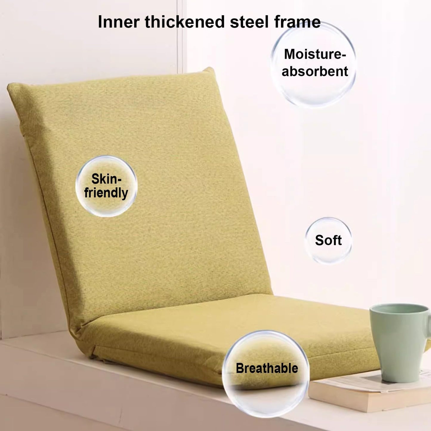 Floor Chair Meditation Floor Chair Lazy Sofa Chair with Back Support Portable Floor Chair Ergonomic Lounger Sofa for Seating, Gaming, Reading, TV Watching,Blue,L