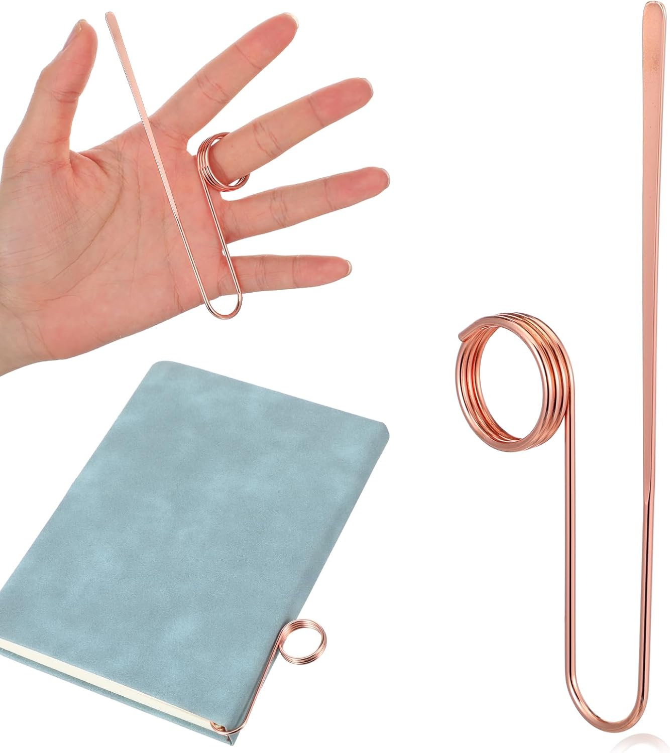 1Pcs Upgrade Book Holder Ring - Metal Thumb Book Page Holder - Lightweight Finger Ring Book Opener - Ergonomic Book Clip Bookmark Perfect Gift for Book Lovers (Rose Gold)