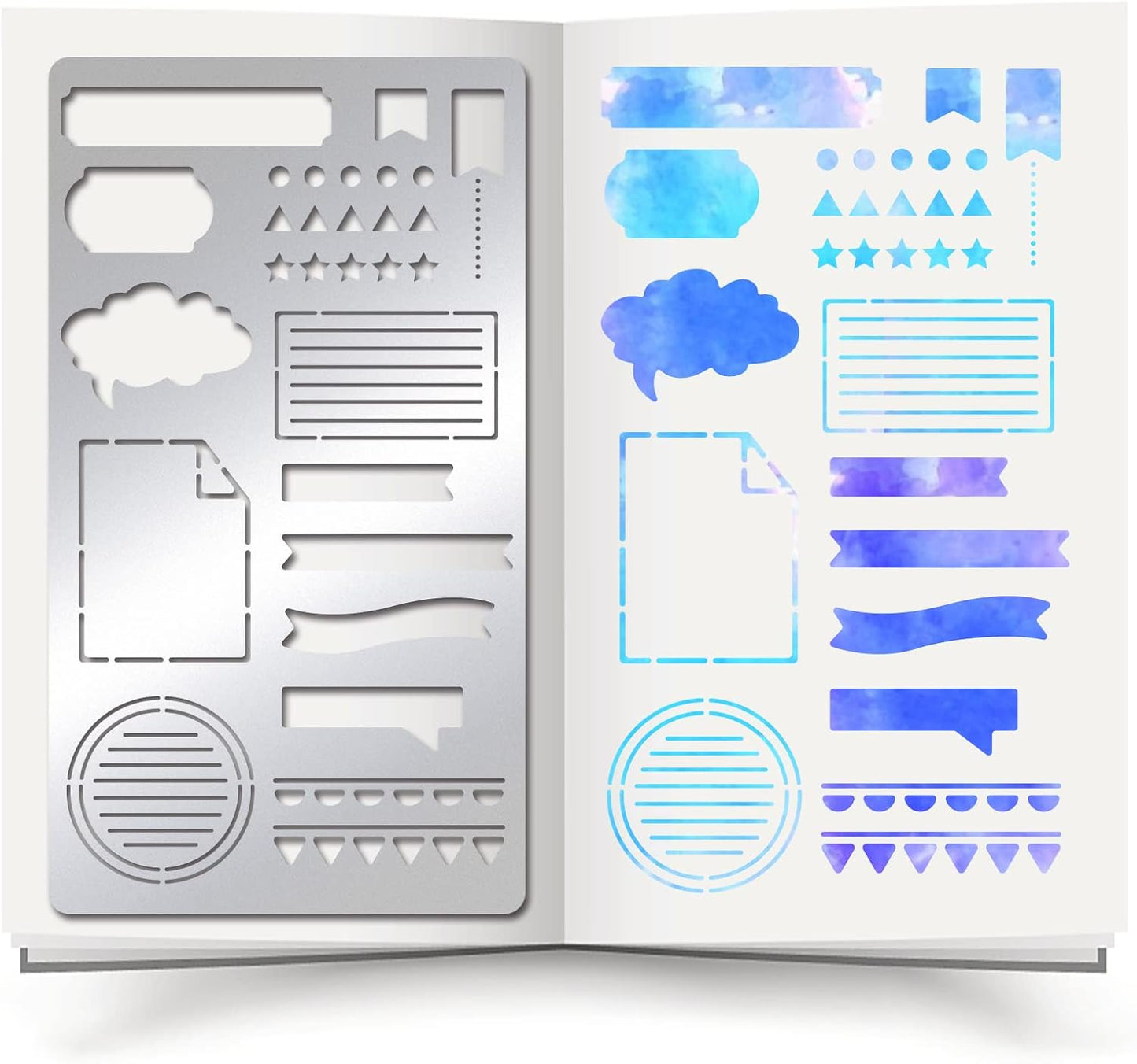 INFUNLY Metal Journal Stencils Bookmark Metal Templates Planner Stencils Reusable Metal Templates for Journaling Diary Wood Carving Drawings Woodburning Engraving Scrapbooking