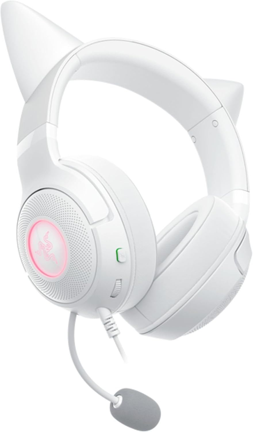 Razer Kraken Kitty V2 USB Wired Headset: Chroma RGB Kitty Ears - Stream Reactive Lighting - HyperClear Cardioid Mic - 40 mm Drivers - 7.1 Surround Sound - Comfortable Ear Cushions - White