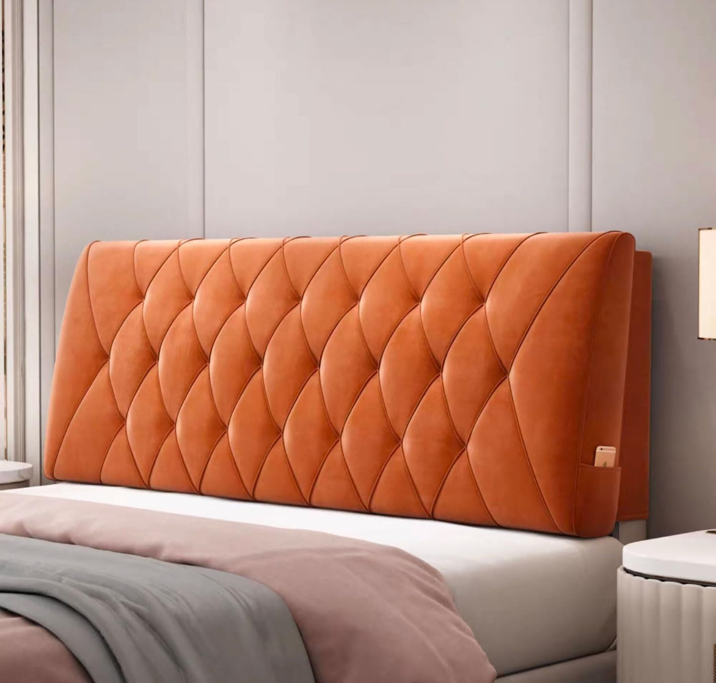 Headboard Cushion Reading Pillow Wall Mounted Headboard Upholstered Home Dorm Day Bed Backrest Wedge Bolster Neck Lumbar Support Cushion(Size:120cm/47.2in,Color:Orange)