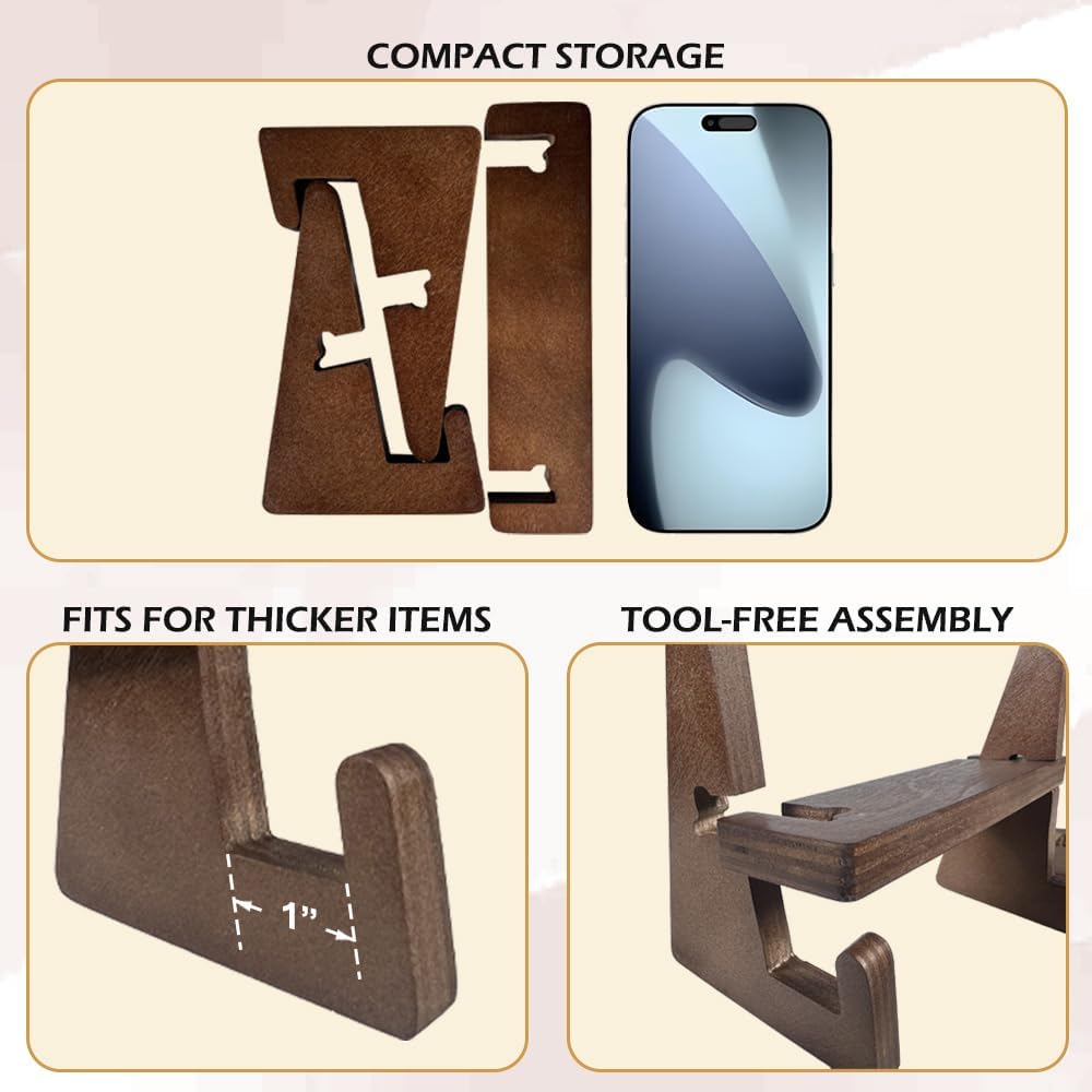 Wooden Display Stand, Plate Holders for Displaying, Photo and Picture Frame Stand, Decorative Table Top Easels, for 7-13" Plate
