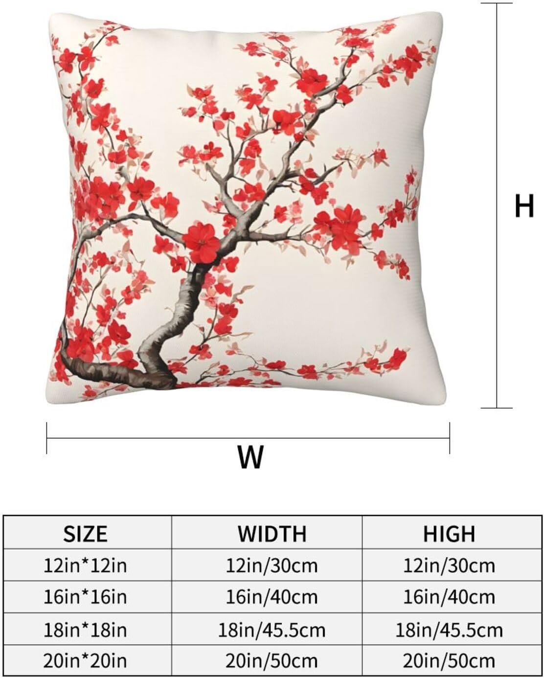 All-Season Square Pillow Covers 18"X18", Floral, Decorative Throw Pillow Covers for Sofa Bed Couch, Hidden Zipper Cushion Cover, Square Lumbar & Accent Pillowcases for Home Decor