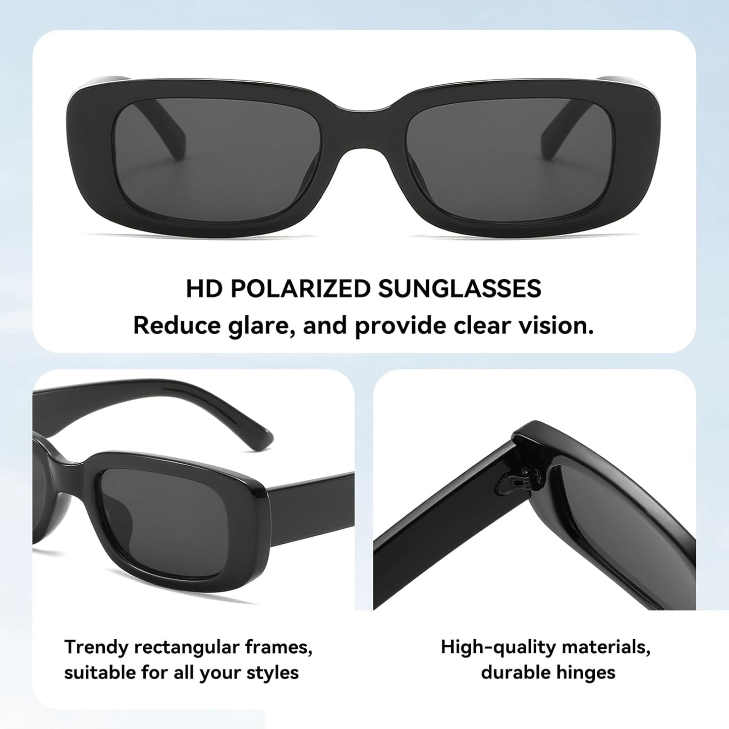 Dollger Rectangle Sunglasses for Women Men Trendy Retro Fashion Sunglasses UV 400 Protection Square Fram