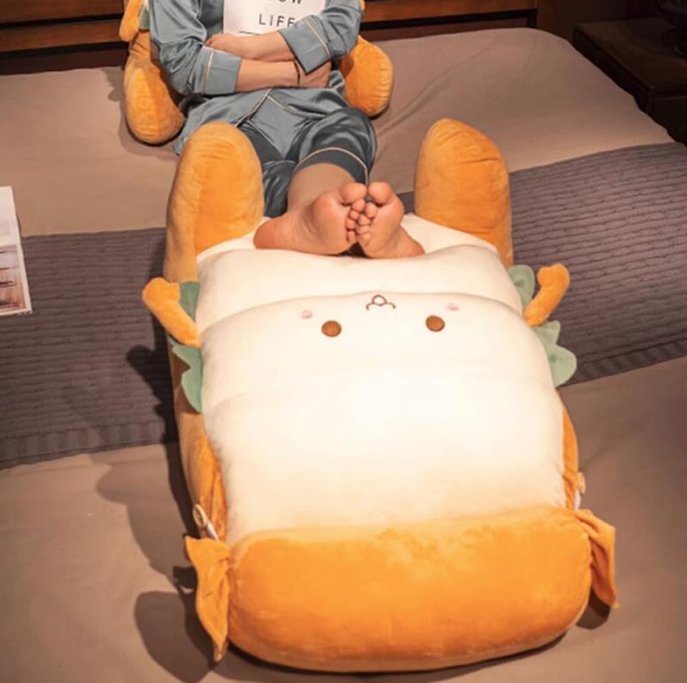 Cute Plush Bed Backrest Pillow Sofa Waist Back Cushion Rest Neck Support Headboard Pillow Office Chair Lumbar Pillow (Carrot, 55×50CM/21.65"×19.7")