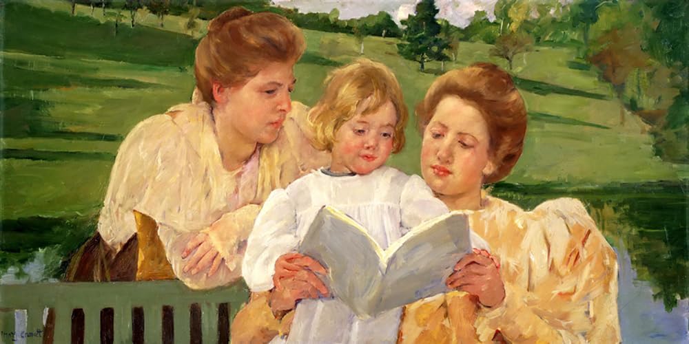 Family Group Reading Women and Child 1898 American Impressionist Painting By Mary Cassatt 10"X20" Image Size on CANVAS Fine Art Print Poster shipped Rolled-up