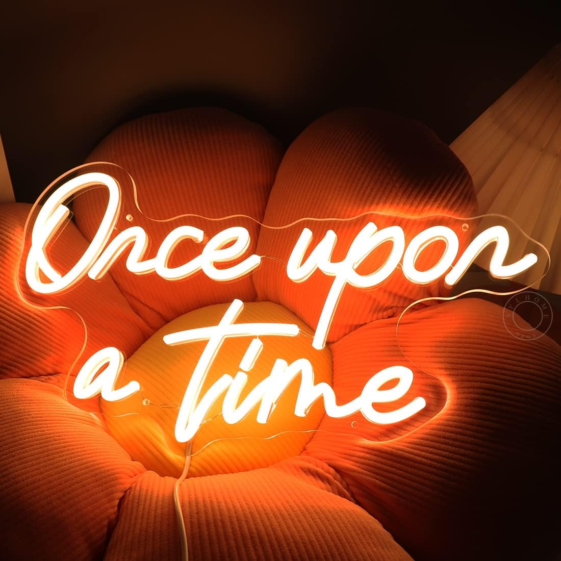 SYLHOME Once Upon A Time LED Neon Light Sign Home Bedroom Kids Room Nursery Wall Decor Sign Words Art Wedding Birthday Bookshelf Decor 5V USB 15.8"X8.9"