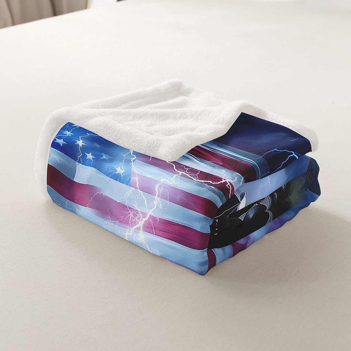3D Aircraft Throw Blanket,American Flag Blankets for Kids Boys Teens,Glowing Lightning Fleece Blanket Fashion Cool Airplane Sherpa Blanket Adult Bedroom Decor,for Chair/Sofa,50"×60"