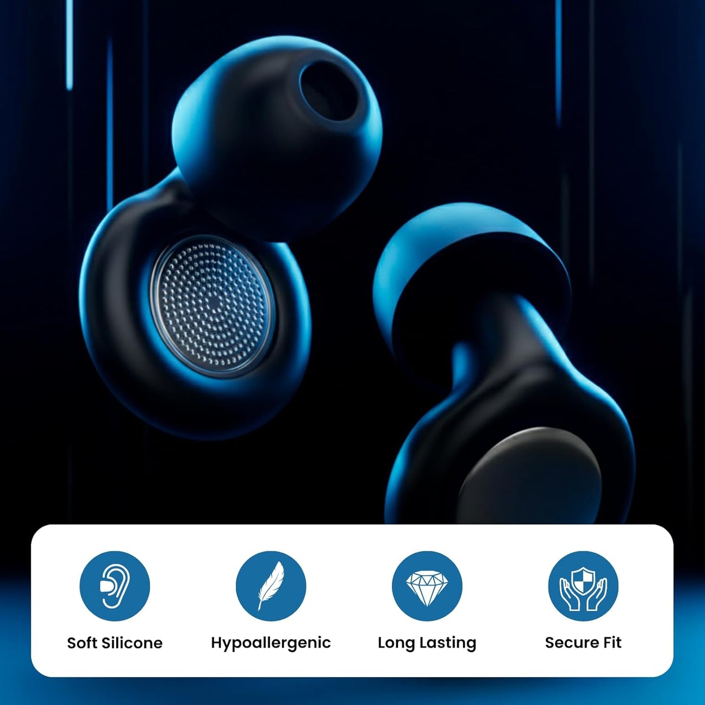 Ear Plugs for Sleeping Noise Cancelling 28dB - Reusable Silicone Earplugs for Sleep, Concert, Work, Study, Travel | 4 Sizes, Comfortable Side Sleepers | Cleaning Tool & Case - HEION Aura