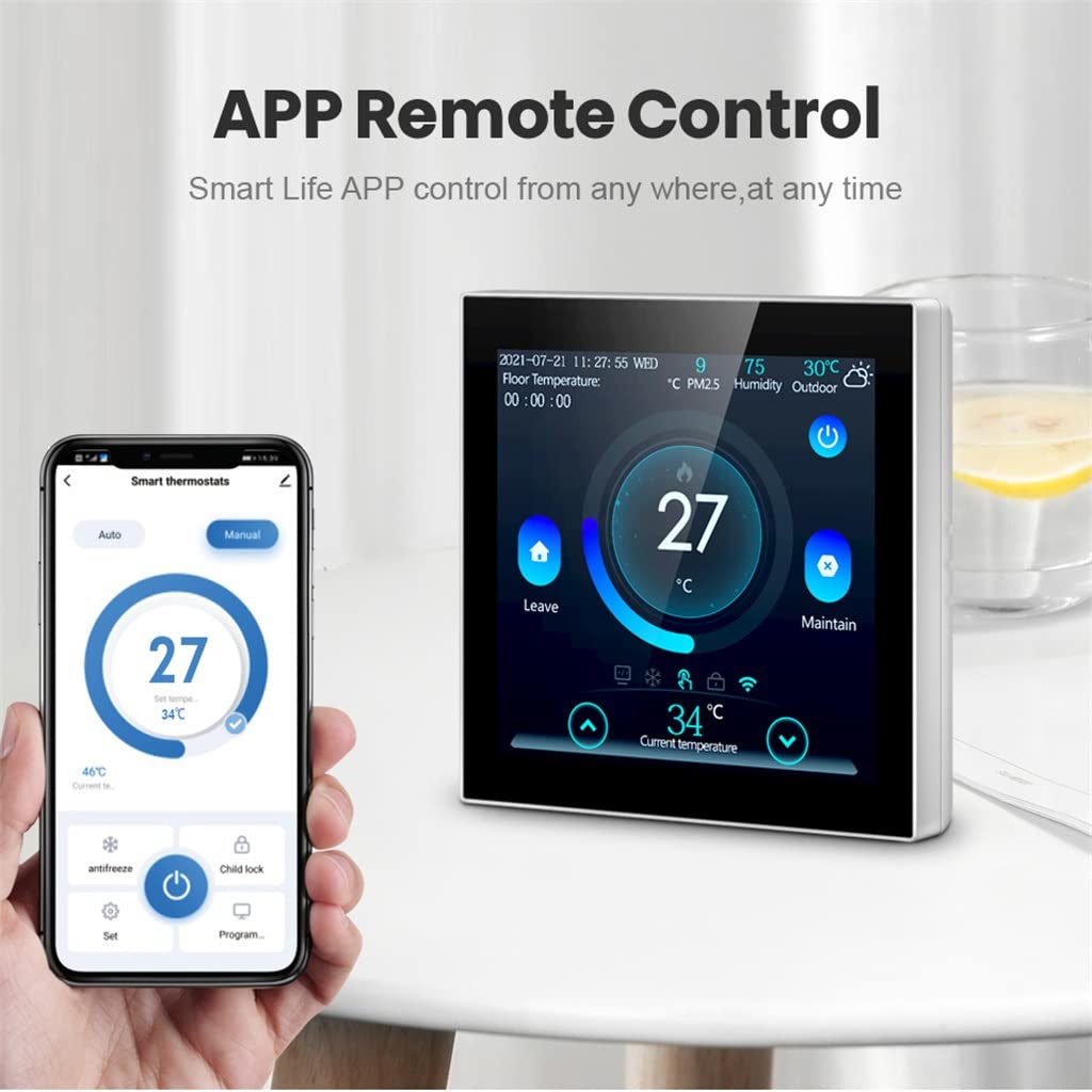 Smart Floor Thermostat,Tuya Electric/Water Heating Temperature Controller Home(Water Heating)