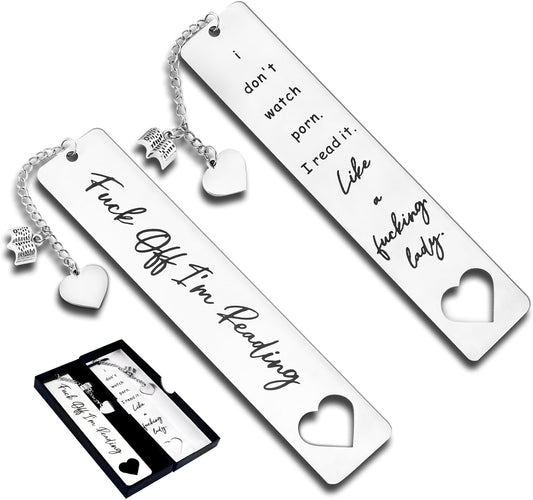 2Pcs Funny Bookmark gift for Women Men Metal Smutty Bookmarks Cute Book Marks Gift for Book Lover Smut Spicy Bookmark Graduation Birthday Gifts Unique Reading Accessories Friend Coworker Teacher Gifts