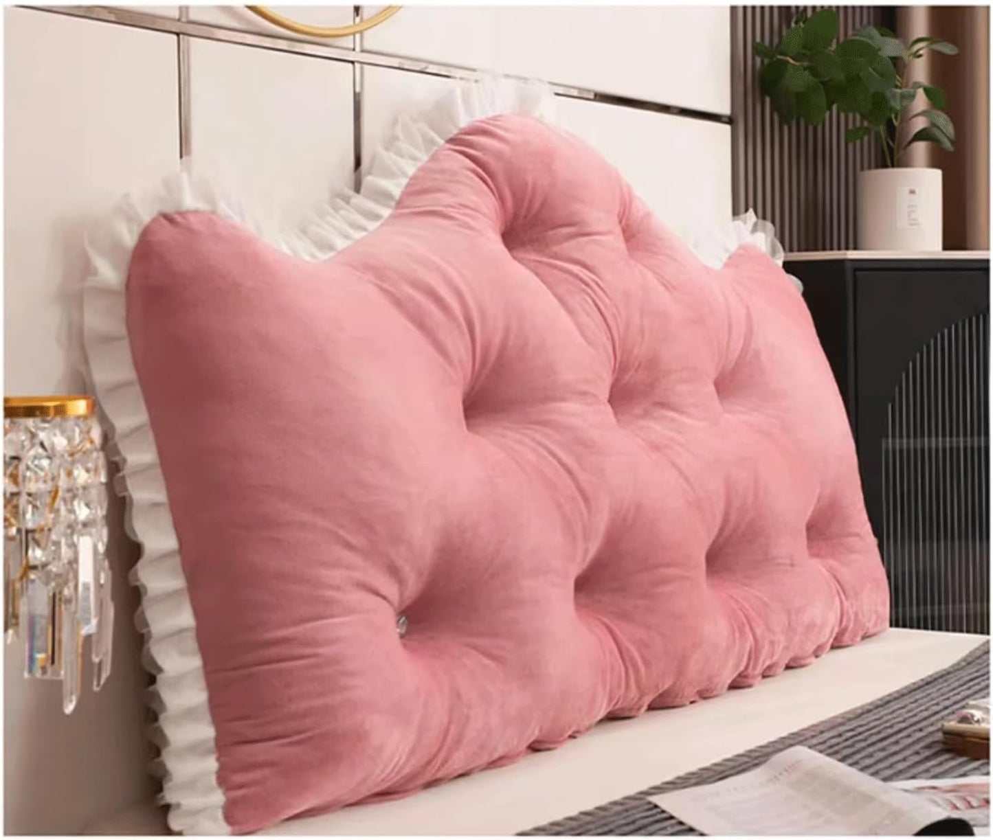 Solid Color Reading Pillows Large Backrest Bed Back Cushion Wedge Lumbar Support Rest Pillow,Headboard Pillow Bed Backrest Bolster(Size:47"/120cm,Color:A)
