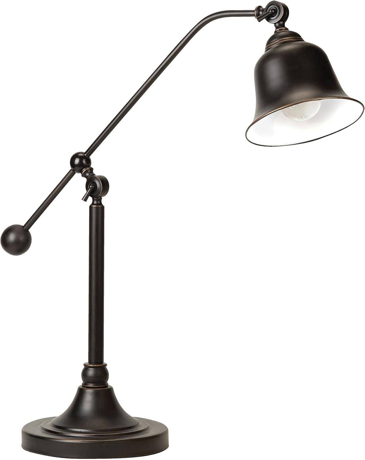 Coaster Home Furnishings - Eduardo - 금속 - 63.5cm(25인치) 벨 다운 브릿지 테이블 램프, 조절 가능한 쉐이드 및 양방향 조명 스위치 포함 - 침실 및 거실 - 다크 브론즈 - 901186