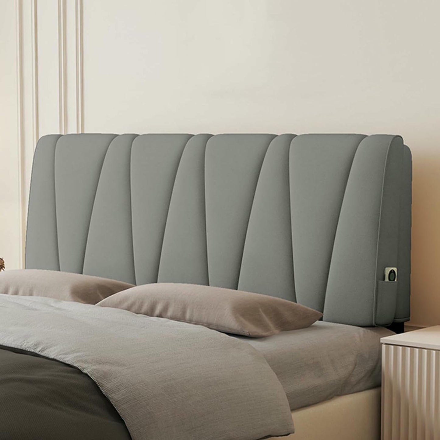 Rectangle Bedside Support Cushion Headboard Pillow Large Backrest,Reading Pillow Wall Pillowboard Neck Lumbar Upholstered Bedroom Bunk Bed Daybed Bolster,Gray1,Straps 59"/Queen
