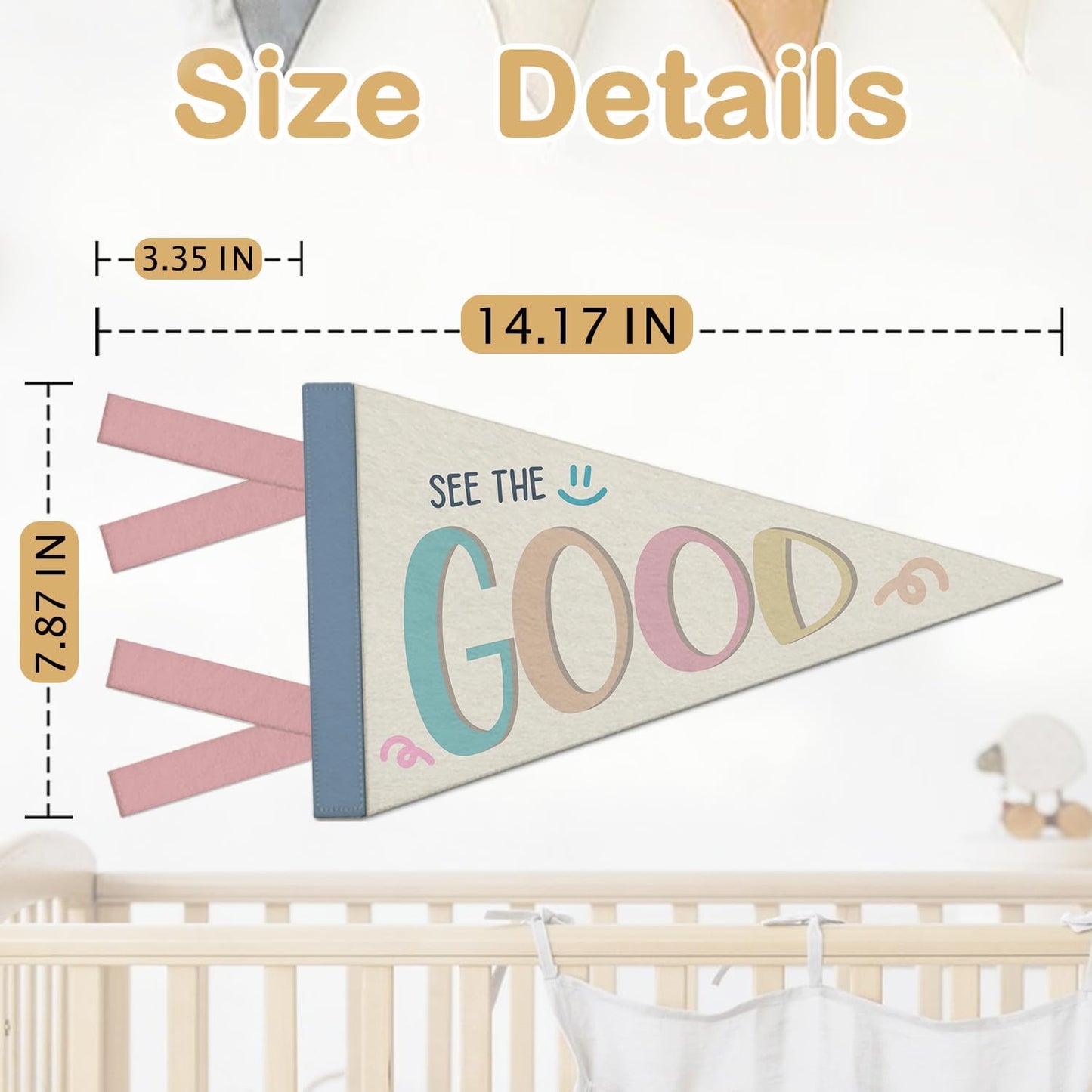 Girl Nursery Decor, Inspirational See the Good Pennant Felt Banners Flags, Boho Inspirational Wall Hanging Decor for Kids Toddler Girls Nursery Room Bedroom Playroom