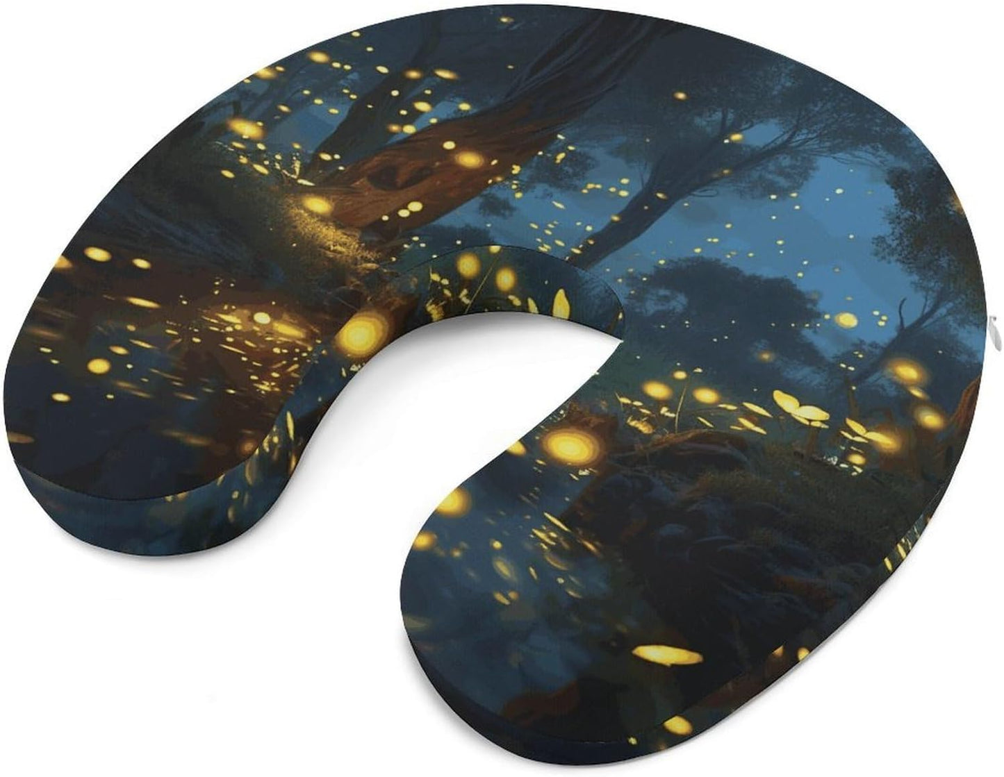 Fireflies Neck Pillow Memory Foam U Shaped Pillows Portable Pillows for Shoulder Travel Head Support Pillow with Concealed Zipper for Airplane Car Home Office