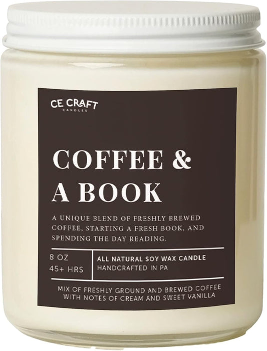 CE Craft Coffee & A Book Scented Candle - Gift for Book Lovers, Reading Candle, Bookish Scents for Bibliophiles