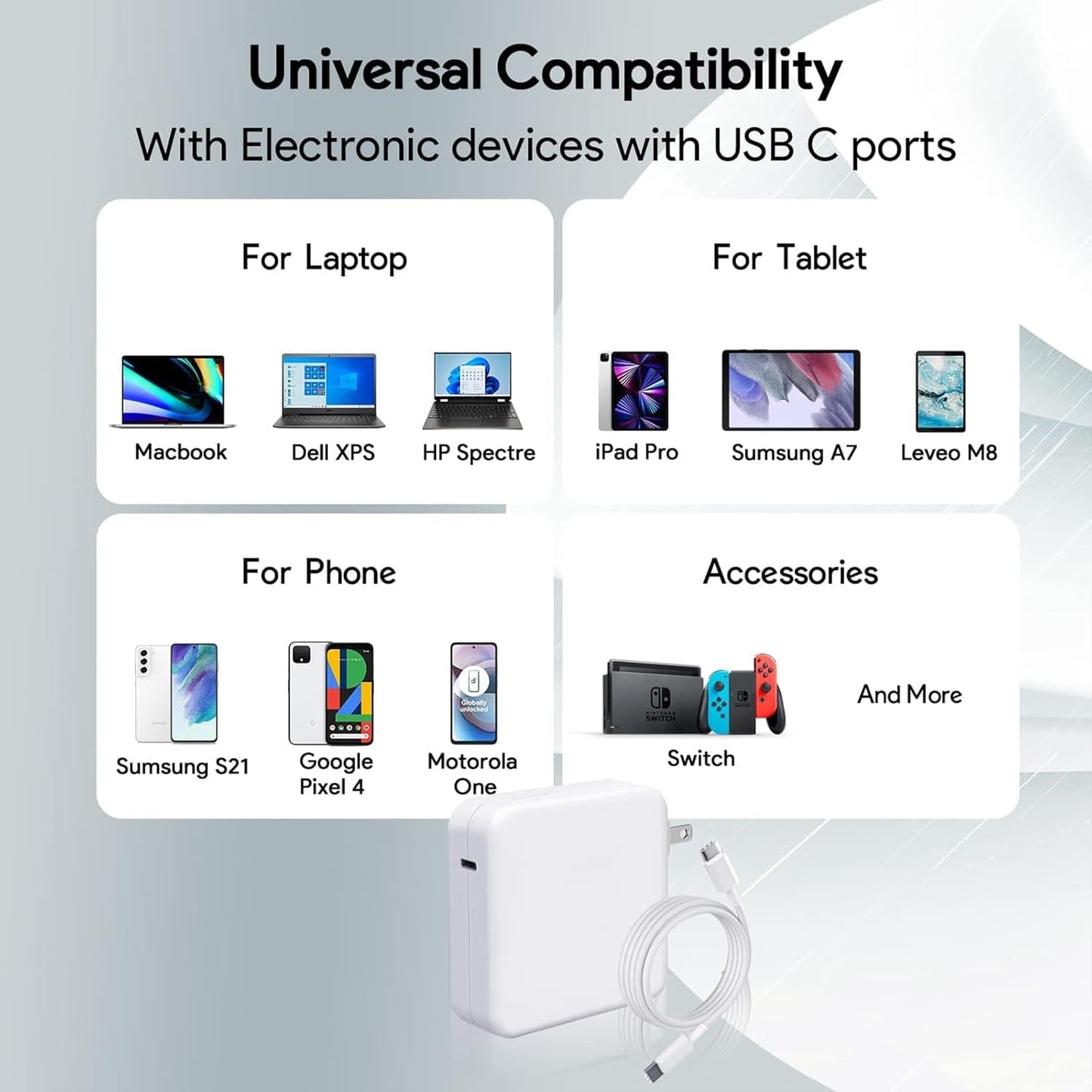 Mac Book Pro Charger - 96W USB C Charger Fast Charger for USB C Port MacBook pro & MacBook Air, ipad Pro, Samsung Galaxy and All Type C Device, 6.6 ft USBC Cable Included