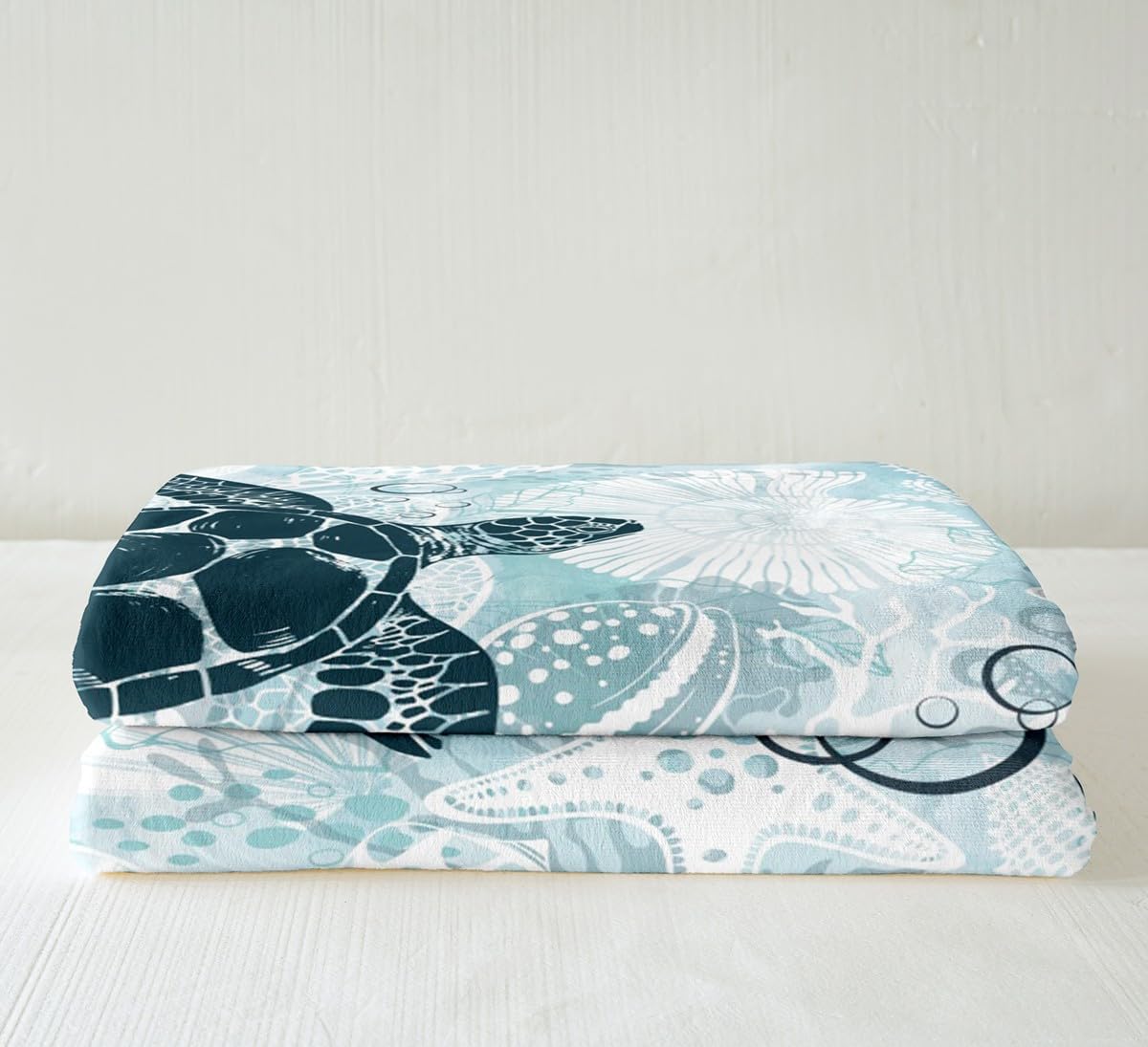 Feelyou Kids Boys Girls Sea Turtle Plush Blanket Ocean Sherpa Blanket Reptile Tortoise Fleece Throw Blanket Ocean Coastal Fuzzy Cozy Soft Blanket Baby 30"x40"