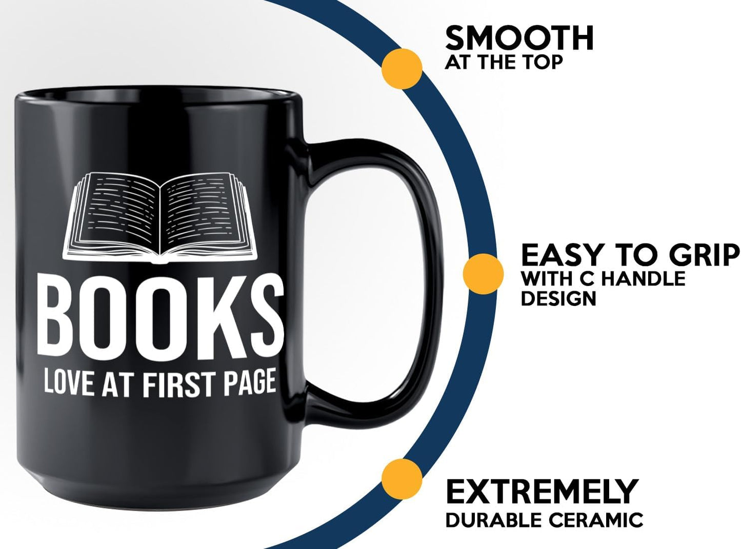 Book Lover Coffee Mug 15oz Black -Books Love at - Bookworm Literature Library Book Lover Reader Booked Editor Intellectual Studious