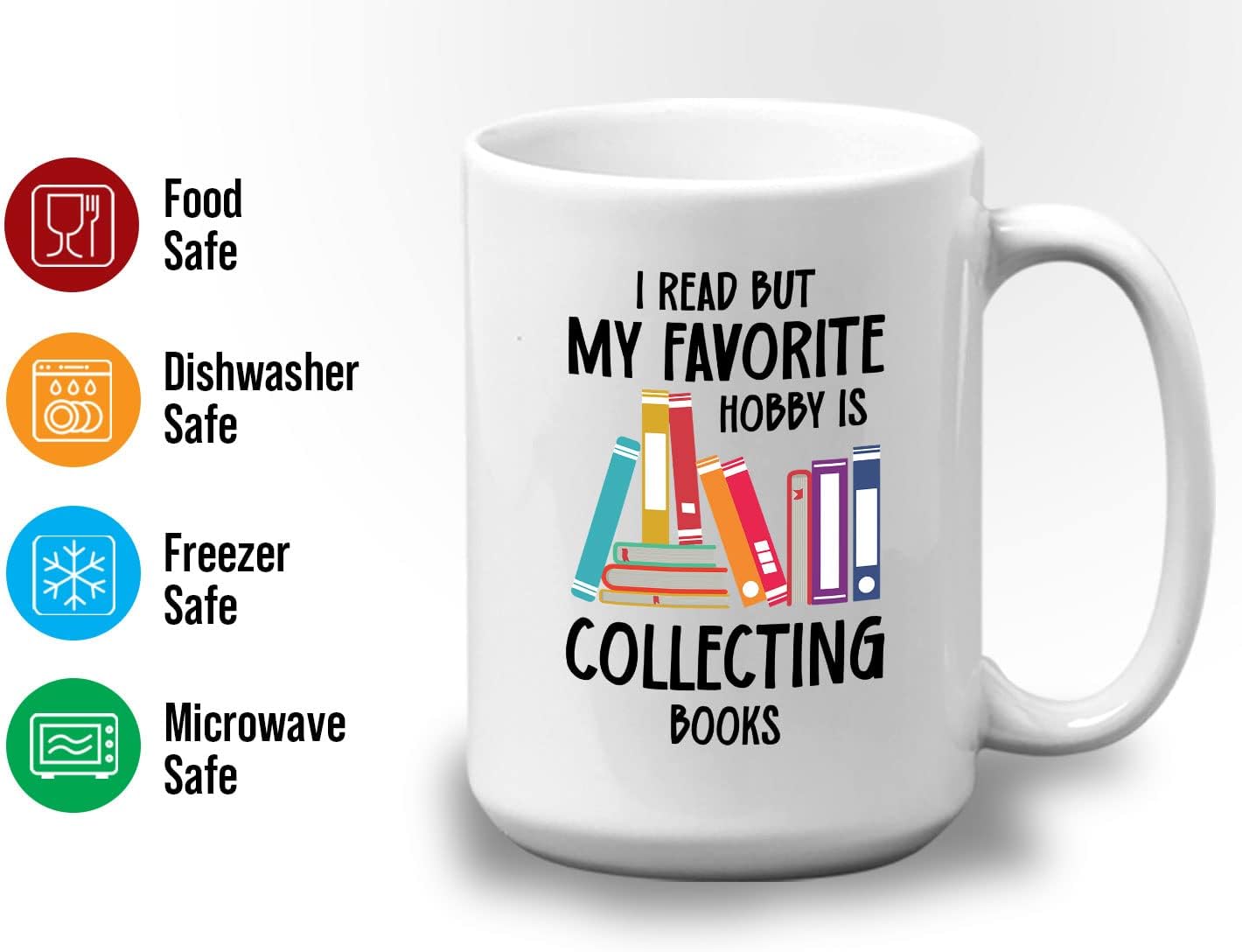 Bubble Hugs Book Lover Coffee Mug 15oz White - Favorite Hobby Collecting Books - Reading Book Collector Reader Stack of Books Lover Bookish Novelist Librarian Writer
