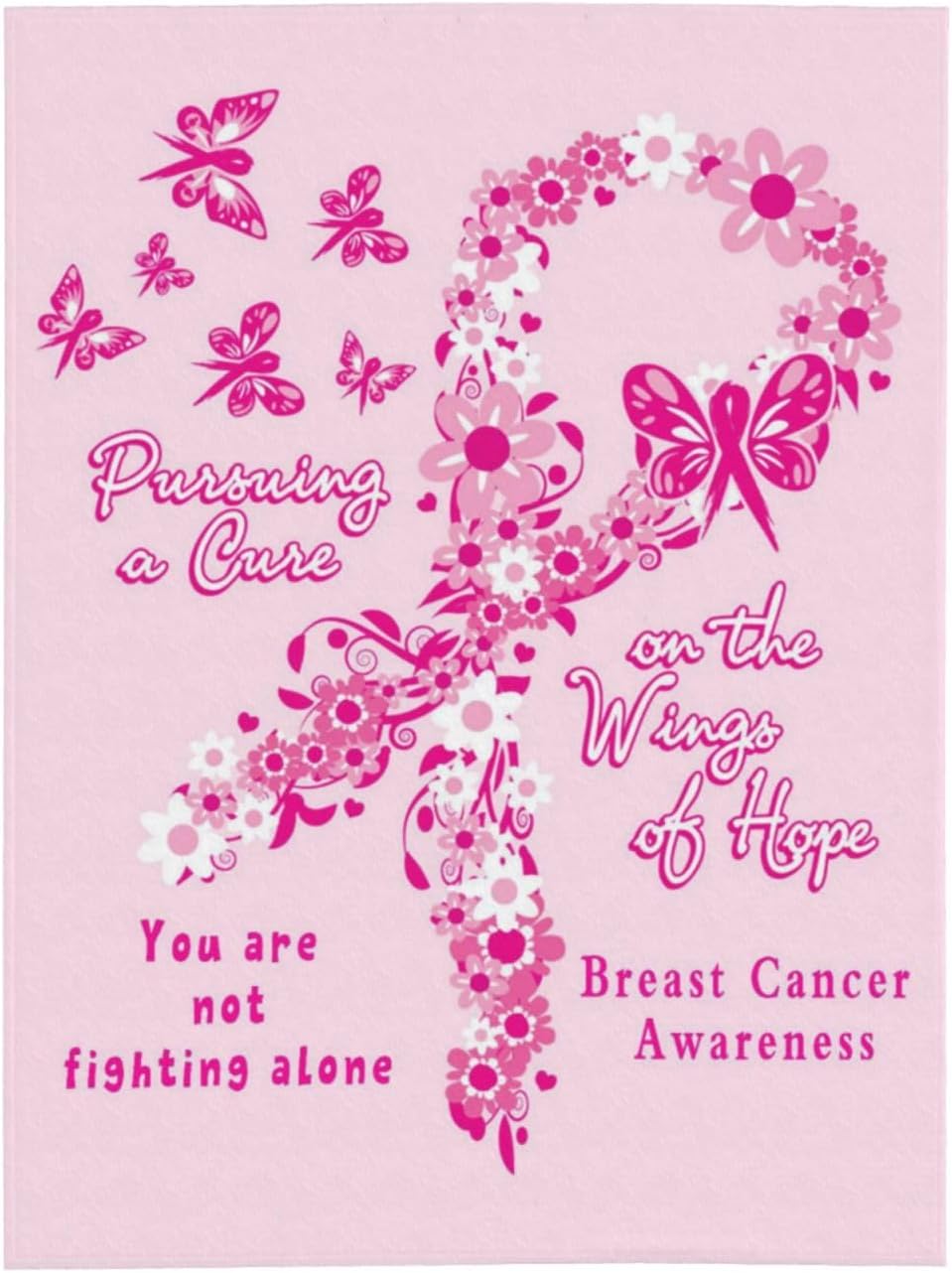 shangtiezao Breast Cancer Awareness Accessories Blanket Throw Blanket Flannel Blanket for Women, Inspirational Gifts for Woman Blanket 60"X50"