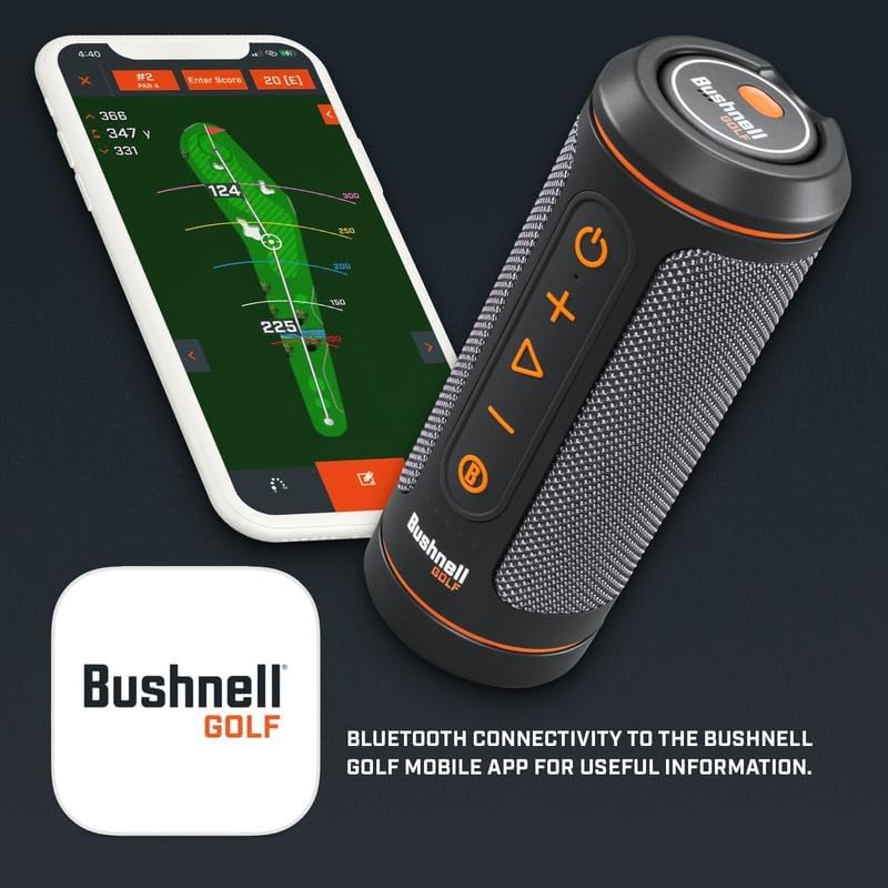 Bushnell Golf Wingman 2 GPS Bluetooth Speaker | Audible Distances, Magnetic Cart Mount, Custom Sound Bites, TWS Pairing & USB-C Charging