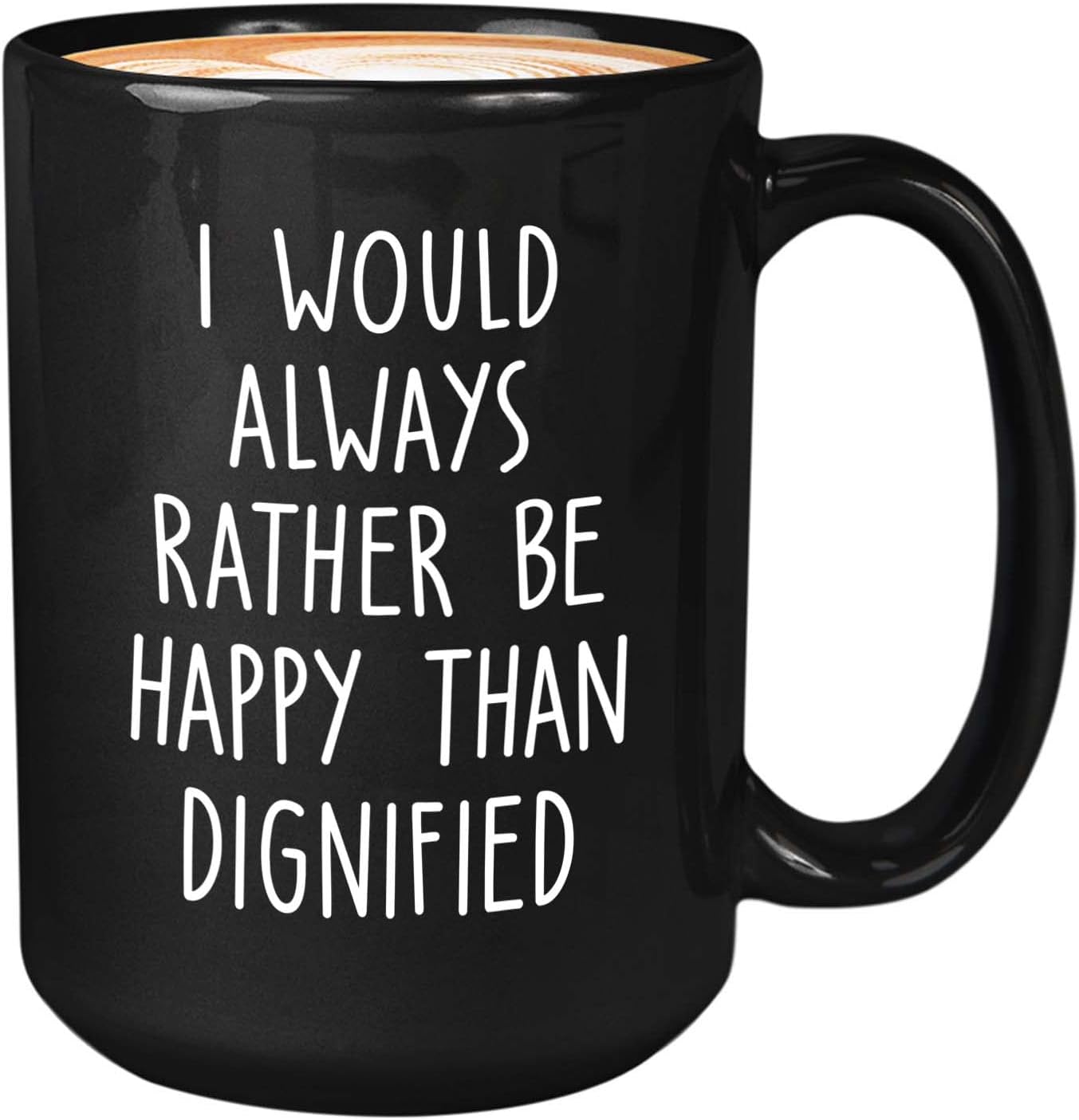 Bubble Hugs Writer Coffee Mug 15oz Black - I would always rather be happy than dignified - Reading Book Lover for Bookworm Bibliophile Librarians Author Readers Bookish