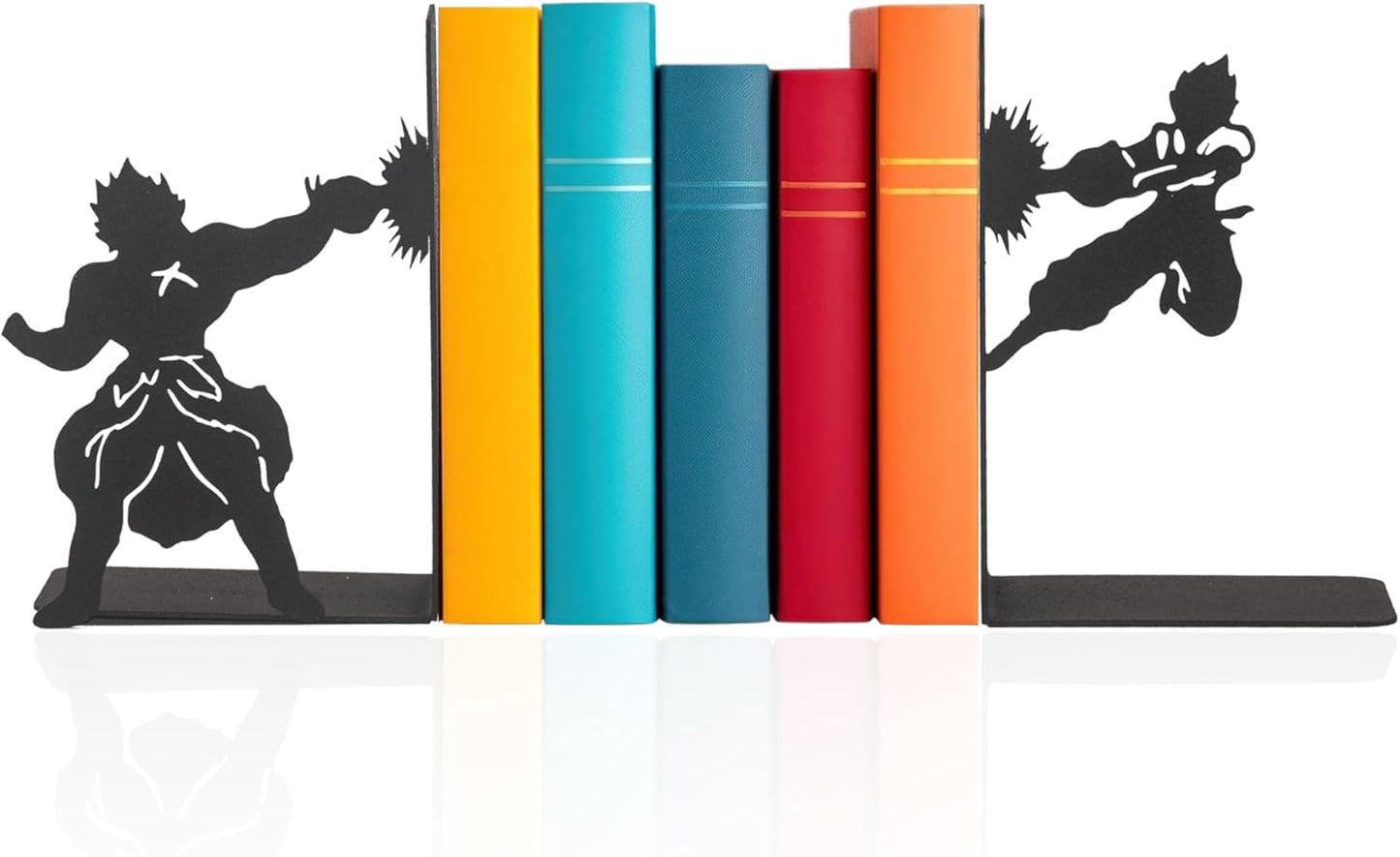 Anime Battle Scene Metal Bookends, Superhero Heroes Book Ends for Kids, MangaThemed Book Holders, Dragon Fighters Anime Heros Bookends Gift for Kids, Animation Heroes Book Stand