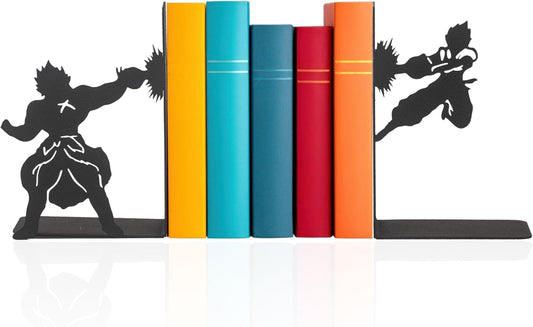 Anime Battle Scene Metal Bookends, Superhero Heroes Book Ends for Kids, MangaThemed Book Holders, Dragon Fighters Anime Heros Bookends Gift for Kids, Animation Heroes Book Stand