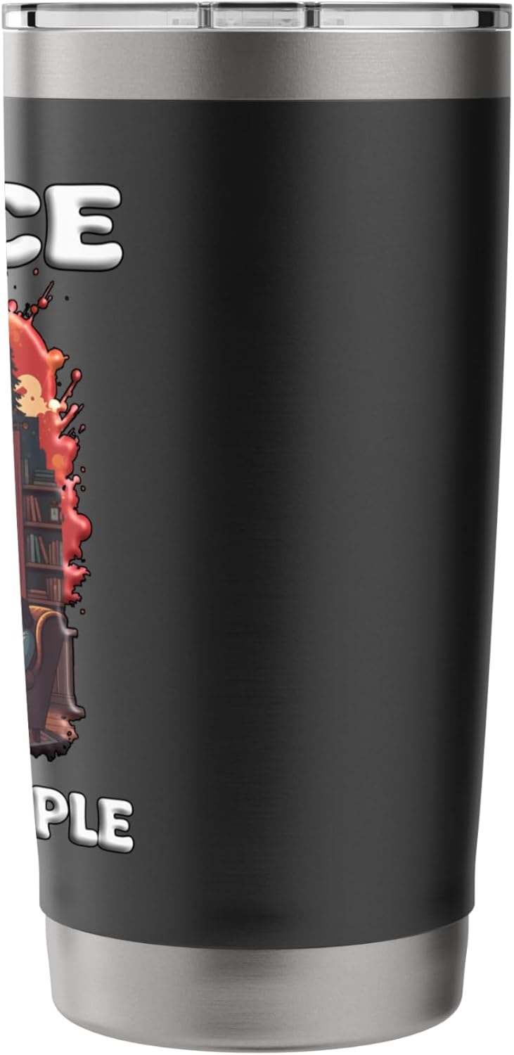 PEACE OVER PEOPLE Reading at the Fireplace Home Alone Free Stainless Steel Insulated Tumbler