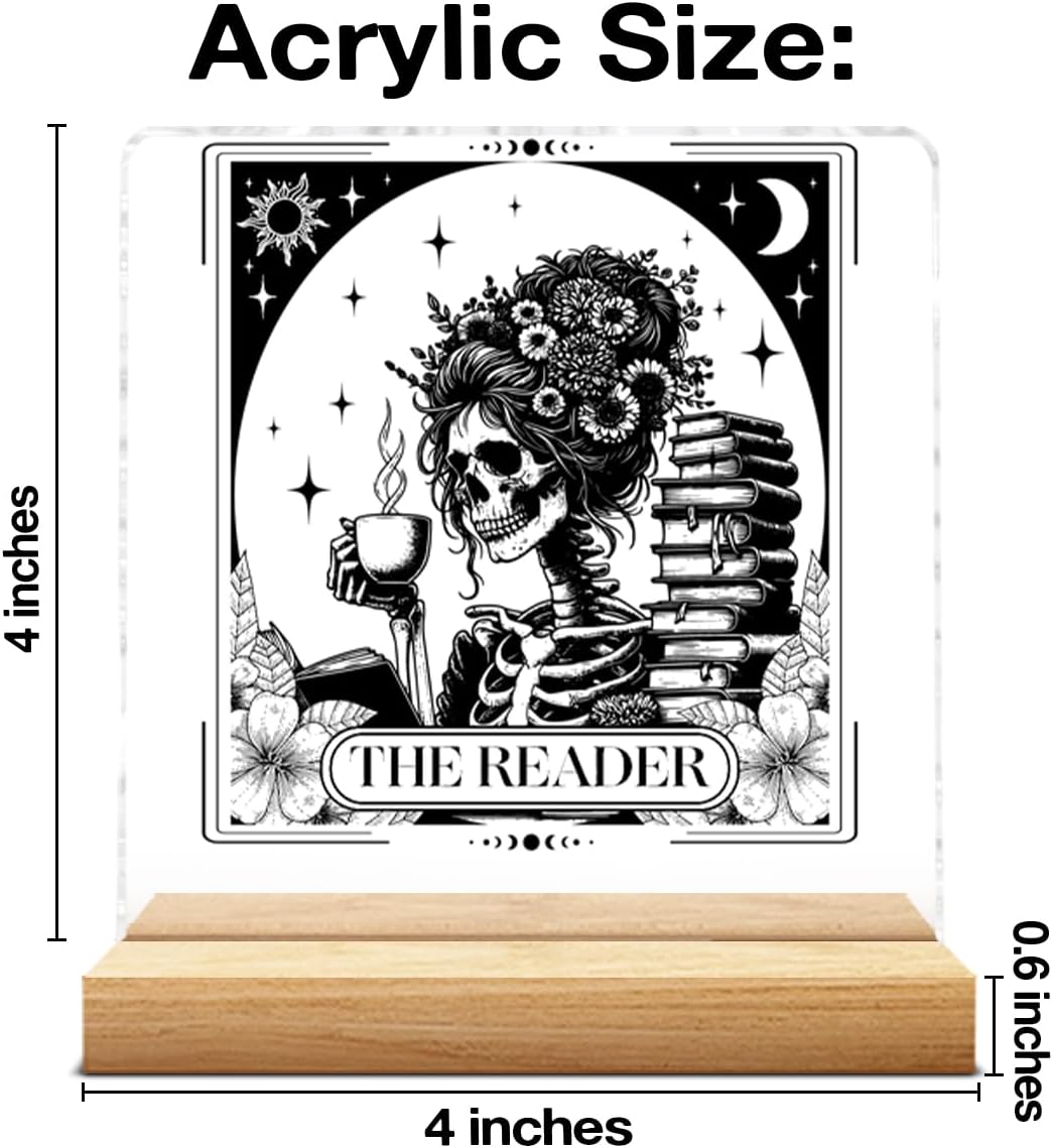 Reader Gifts for Women, Funny Gifts for Book Lovers Reading Lovers Bookworm Librarian, the Reader Tarot Card Acrylic Desk Sign Home Decor Reading Room Clear Desk Sign