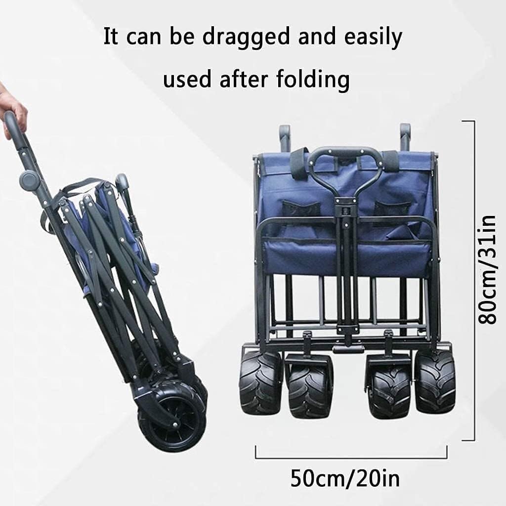 Outdoor Folding Utility Wagon with Adjustable Handle, Large Capacity Garden Cart, Portable Camping Trolley 85kg Load(Style 5)