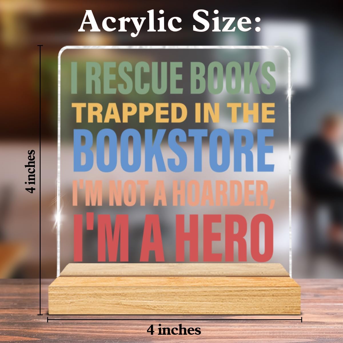 Book Lover Gifts for Women Men Friends, Funny Gift for Bookworm Book Lover Librarian Reader Christmas Birthday, Bookish Gift Ideas Acrylic Plaque Sign Home Room Office Desk Decor