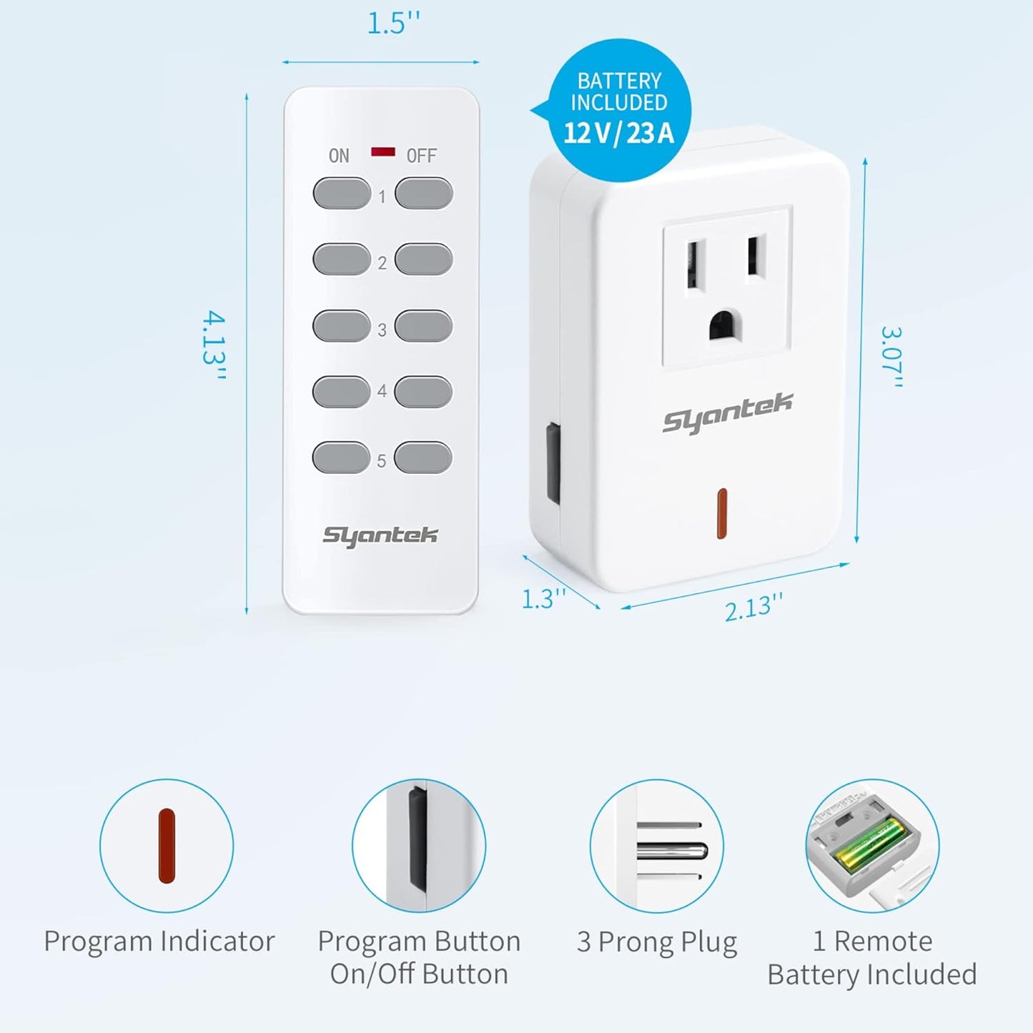 Remote Control Outlet Wireless Light Switch for Household Appliances, Expandable Remote Light Switch Kit, Up to 100 ft Range, FCC Certified, ETL Listed, White (3-1)