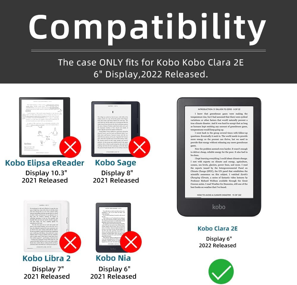 Case for 6” Kobo Clara 2E Only - Ultra Slim PU Leather Smart Cover with Auto Sleep and Wake, Premium Protective Case with Hand Strap for Kobo Clara 2E (Orange)