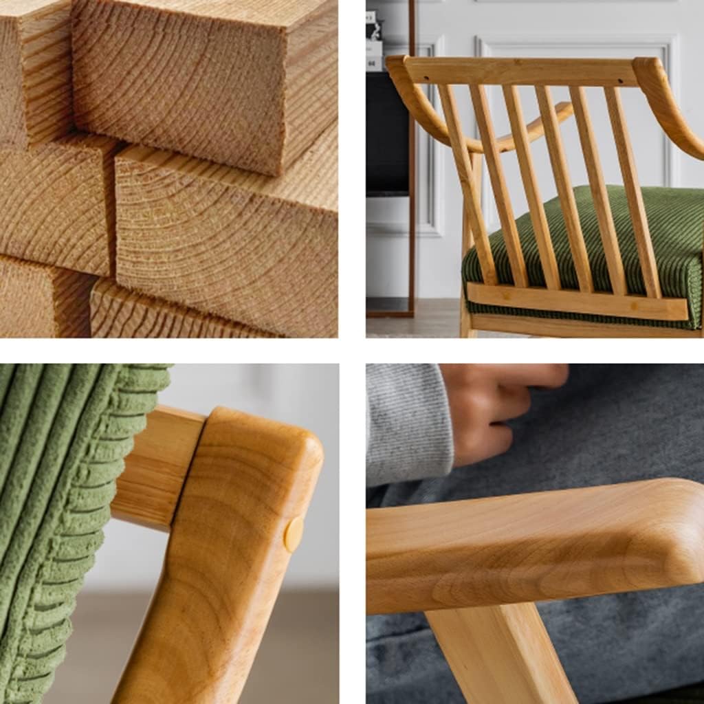 LSLYTQ Rocking Chair Wooden Glider Rocker Chair Nursing Chair Mid-Century Upholstered Fabric Rocking Armchair with Ottoman & Thick Padded Cushion for Living Room,Bedroom